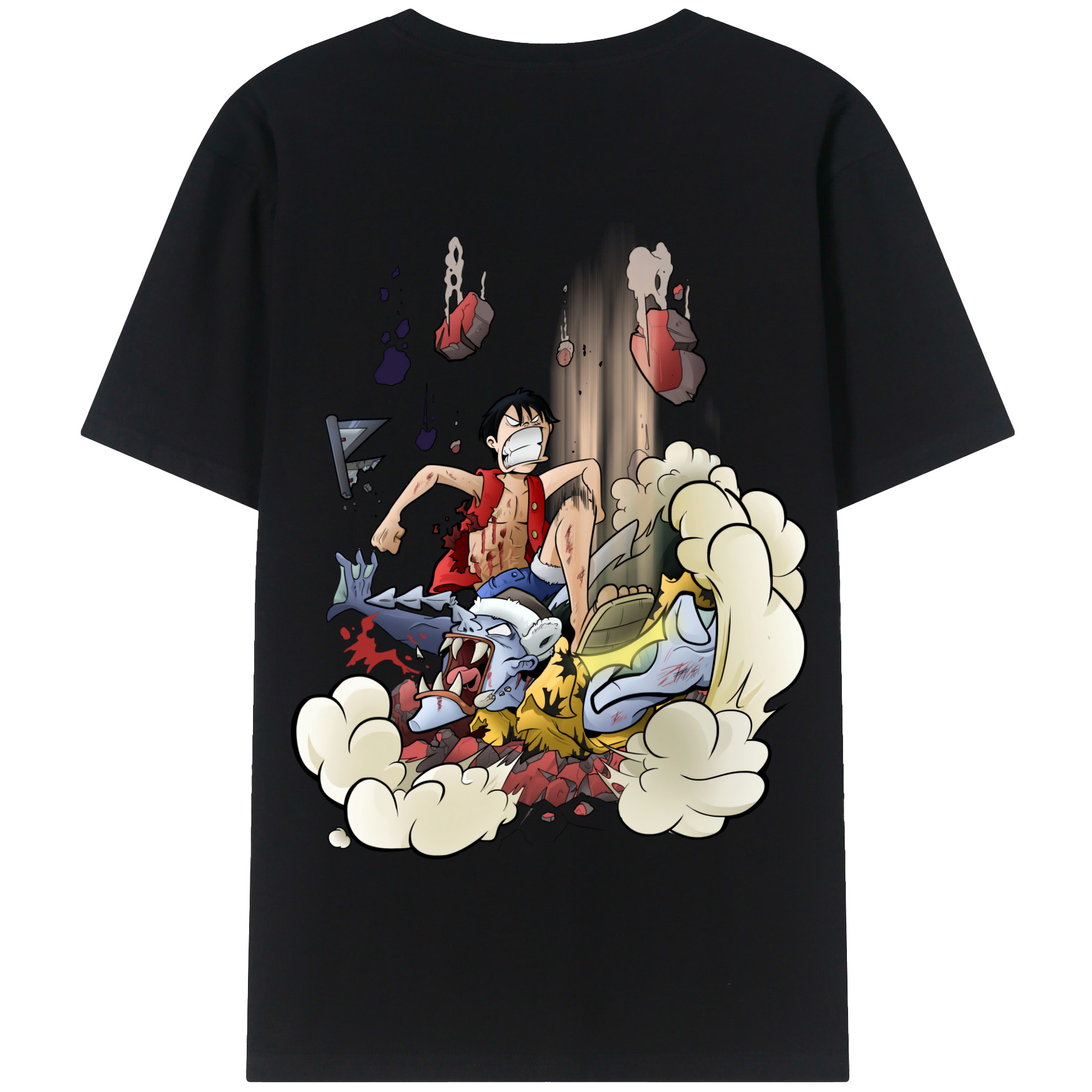 ワンピース モンキー・D・ルフィ ONE PIECE Monkey D. Luffy 綿100％半袖Tシャツ（背面プリント）