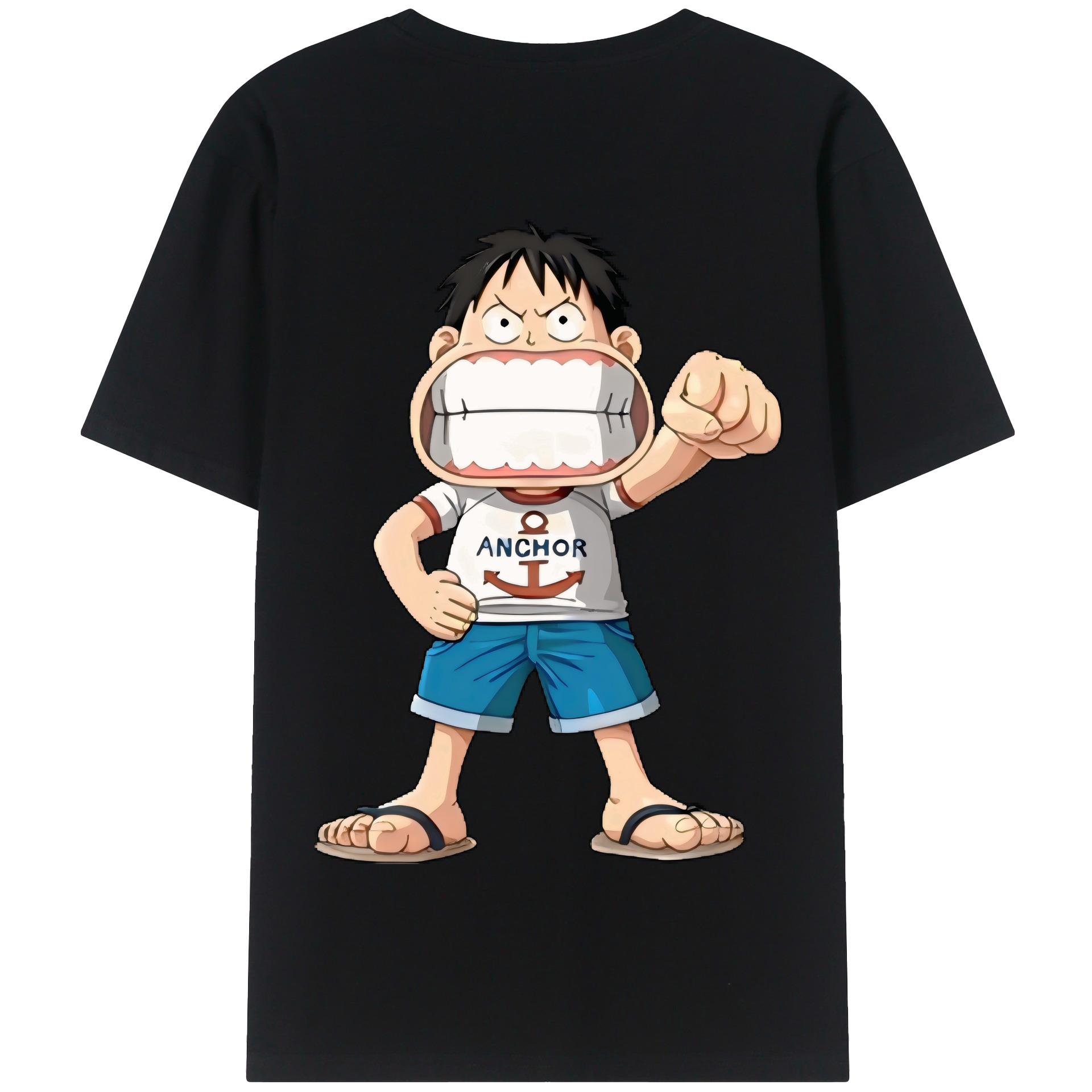 ワンピース モンキー・D・ルフィ ONE PIECE Monkey D. Luffy 綿100％半袖Tシャツ（背面プリント）