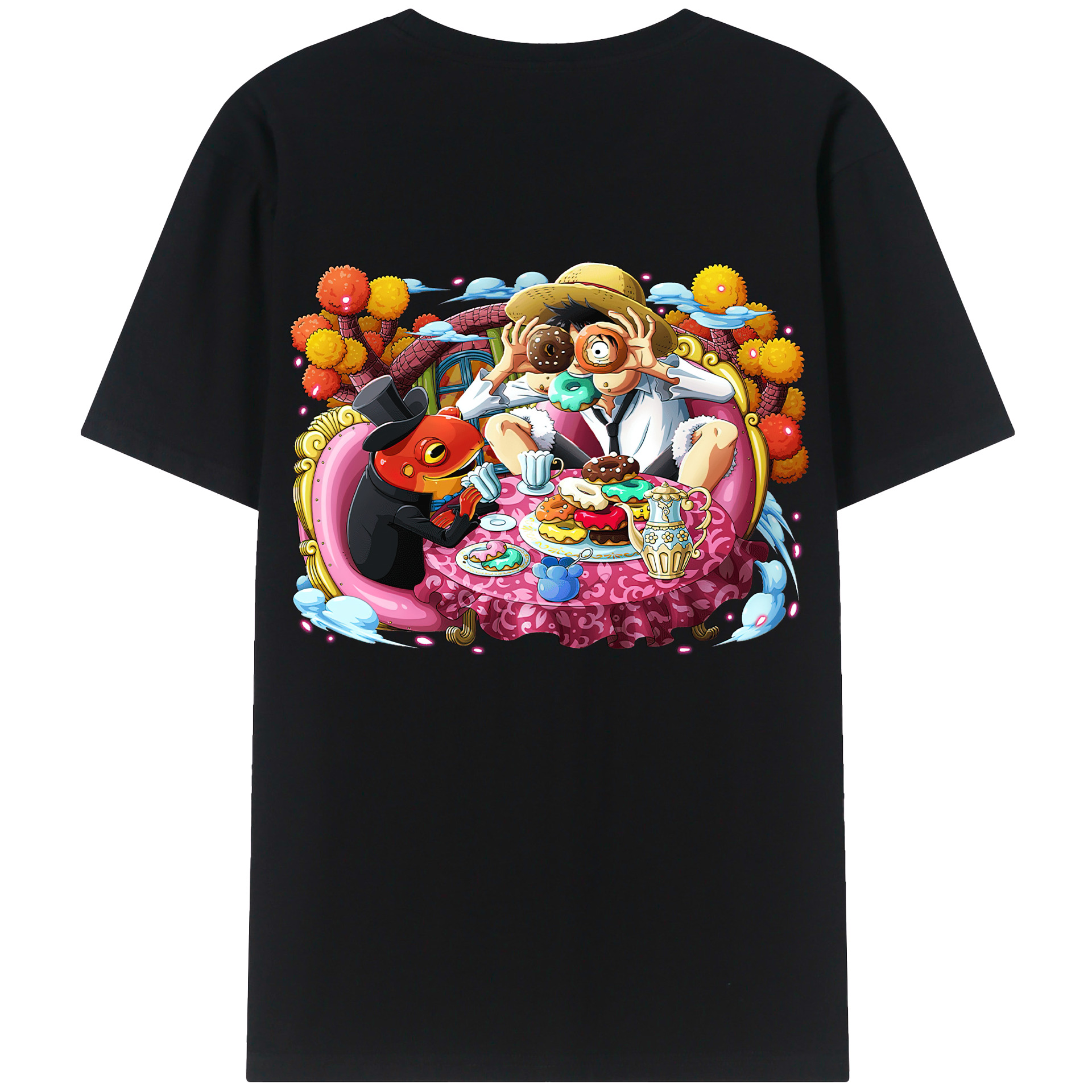 ワンピース モンキー・D・ルフィ ONE PIECE Monkey D. Luffy 綿100％半袖Tシャツ（背面プリント）