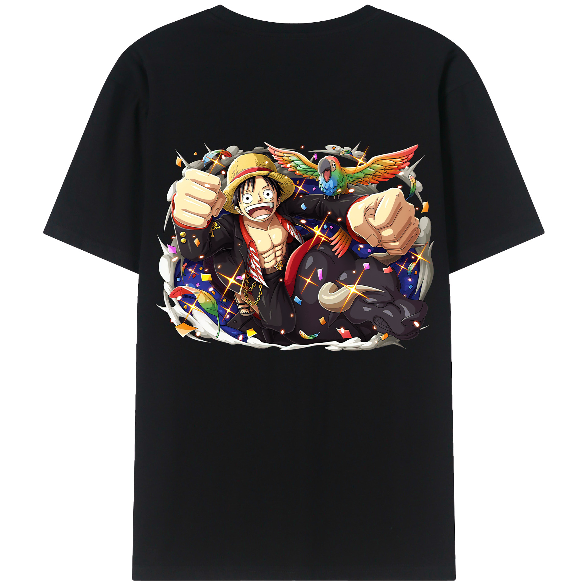 ワンピース モンキー・D・ルフィ ONE PIECE Monkey D. Luffy 綿100％半袖Tシャツ（背面プリント）