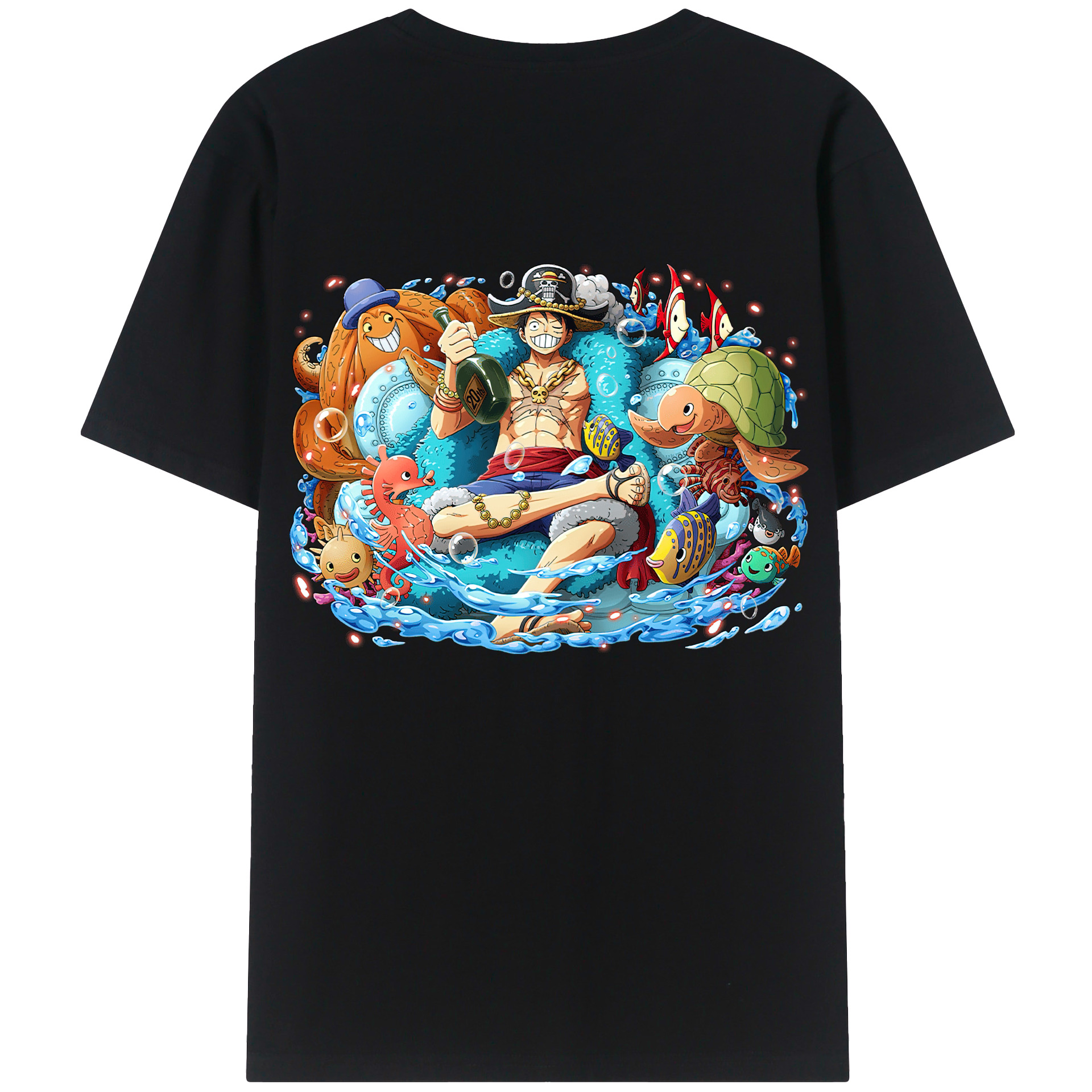 ワンピース モンキー・D・ルフィ ONE PIECE Monkey D. Luffy 綿100％半袖Tシャツ（背面プリント）