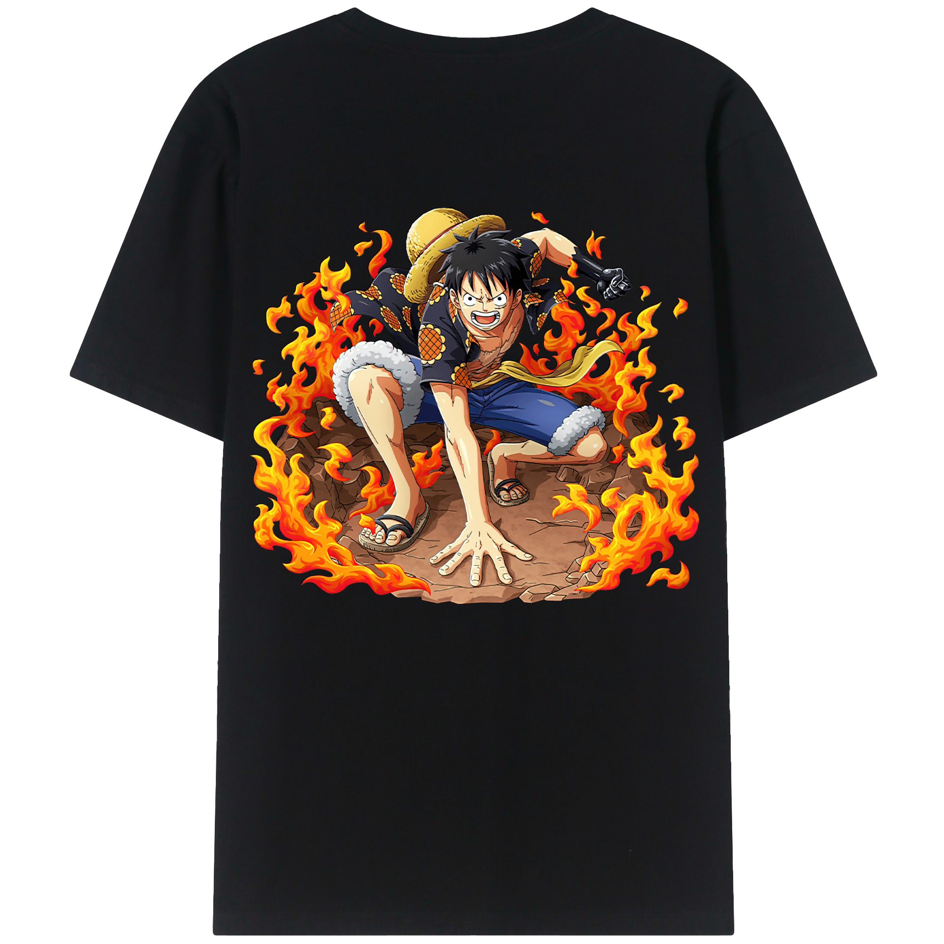 ワンピース モンキー・D・ルフィ ONE PIECE Monkey D. Luffy 綿100％半袖Tシャツ（背面プリント）