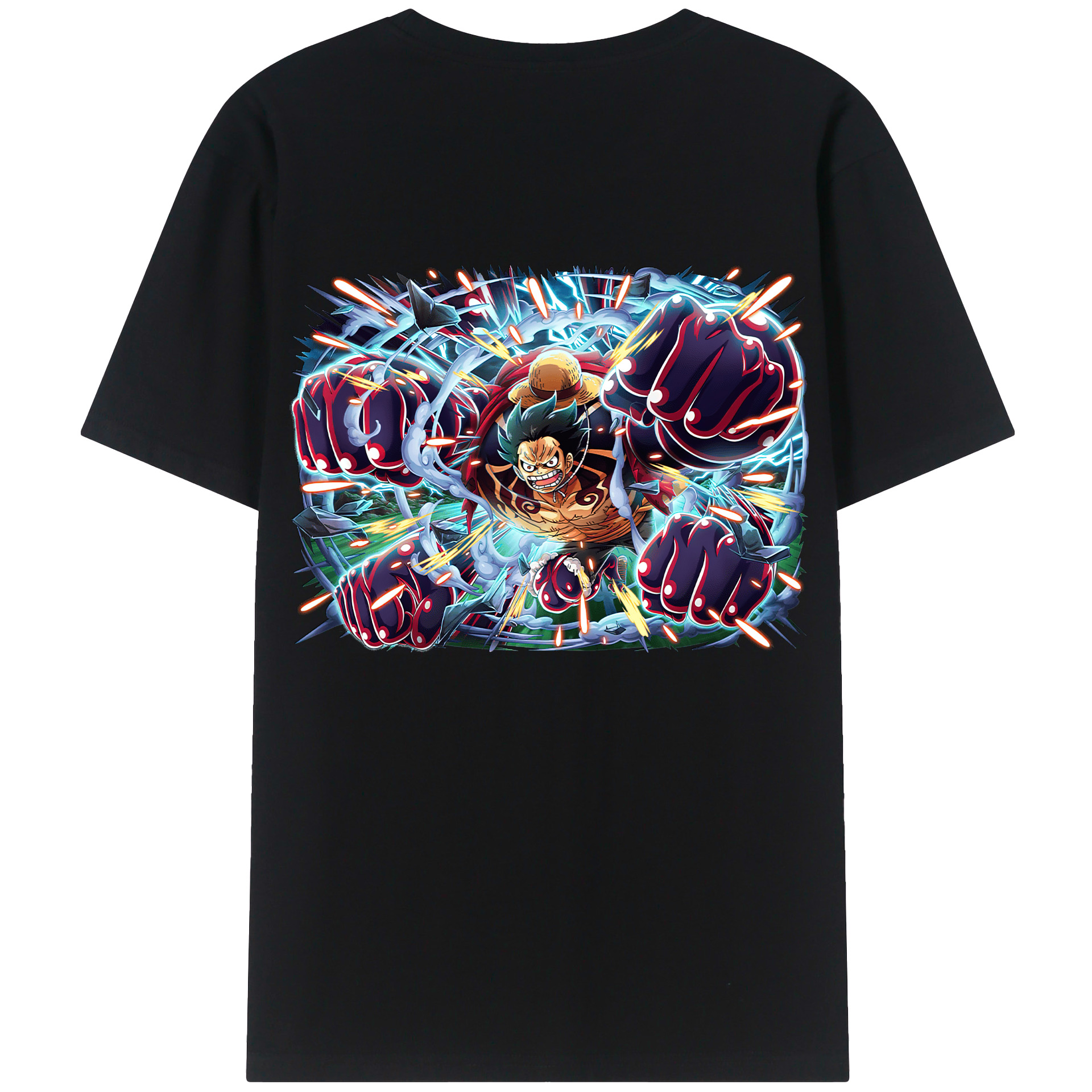 ワンピース モンキー・D・ルフィ ONE PIECE Monkey D. Luffy 綿100％半袖Tシャツ（背面プリント）