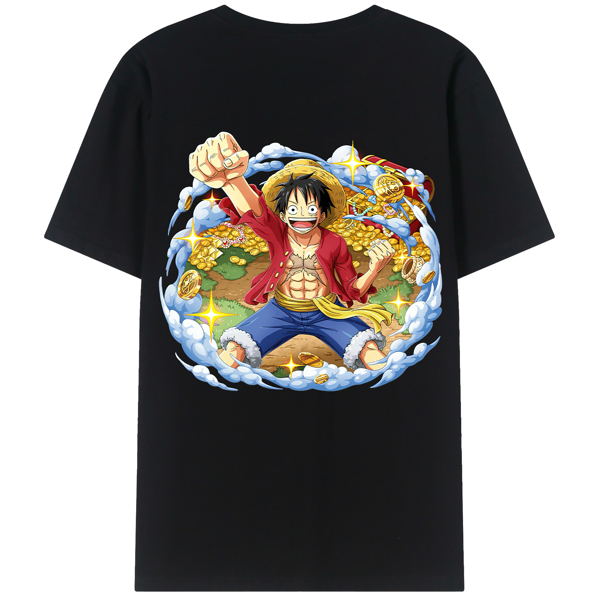 ワンピース モンキー・D・ルフィ ONE PIECE Monkey D. Luffy 綿100％半袖Tシャツ（背面プリント）