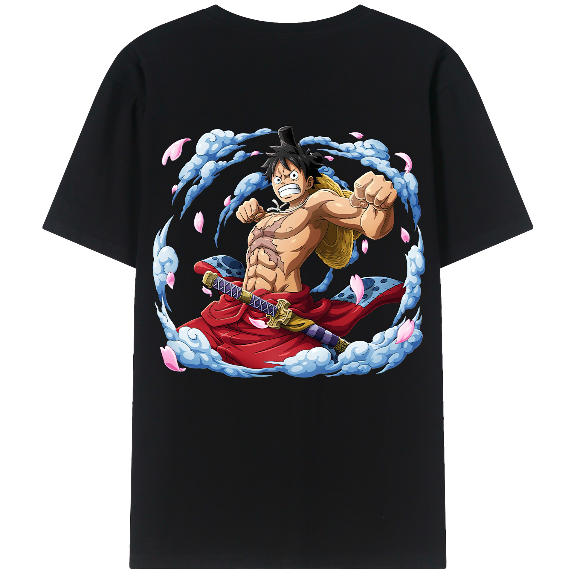 ワンピース モンキー・D・ルフィ ONE PIECE Monkey D. Luffy 綿100％半袖Tシャツ（背面プリント）