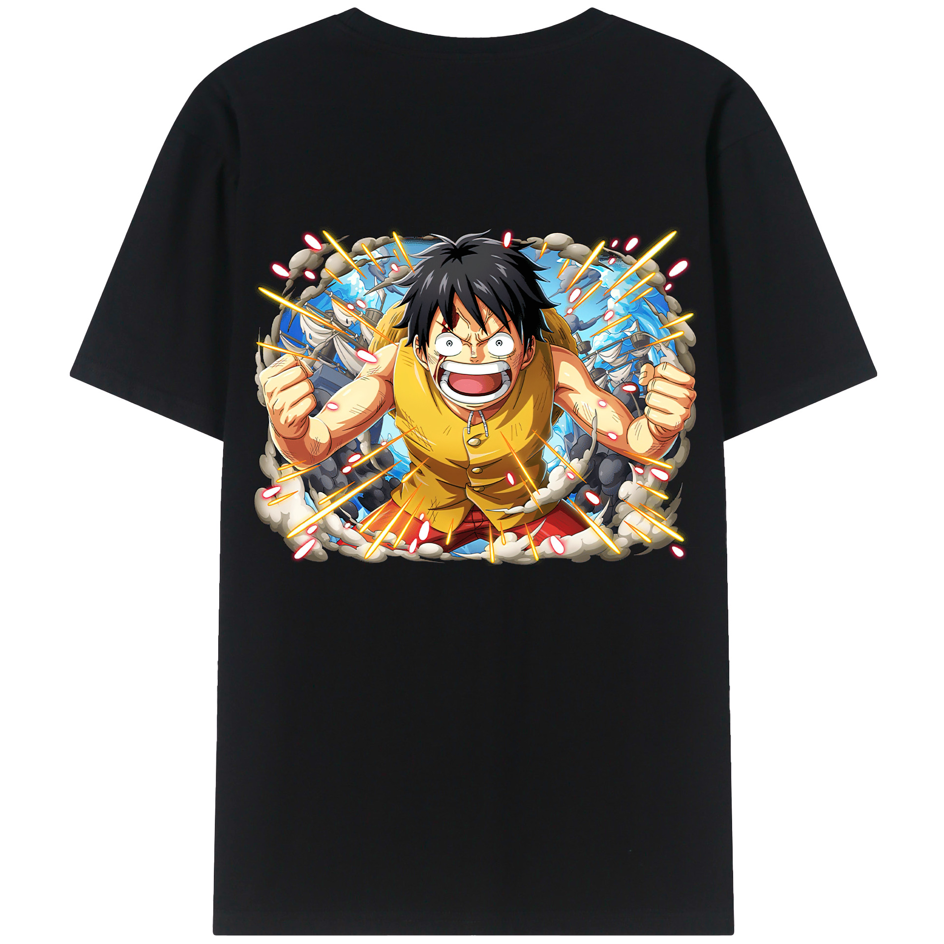 ワンピース モンキー・D・ルフィ ONE PIECE Monkey D. Luffy 綿100％半袖Tシャツ（背面プリント）