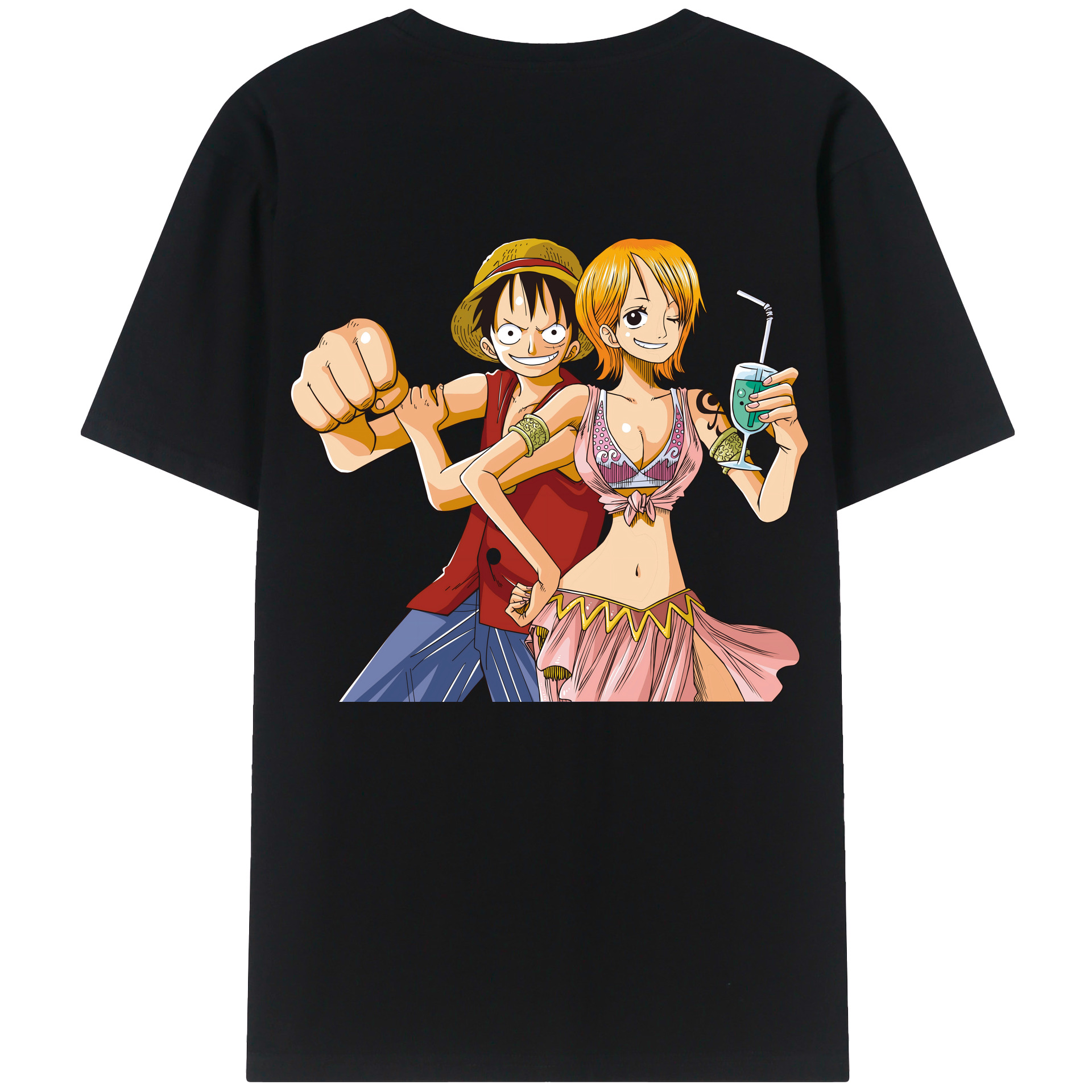 ワンピース モンキー・D・ルフィ ONE PIECE Monkey D. Luffy 綿100％半袖Tシャツ（背面プリント）