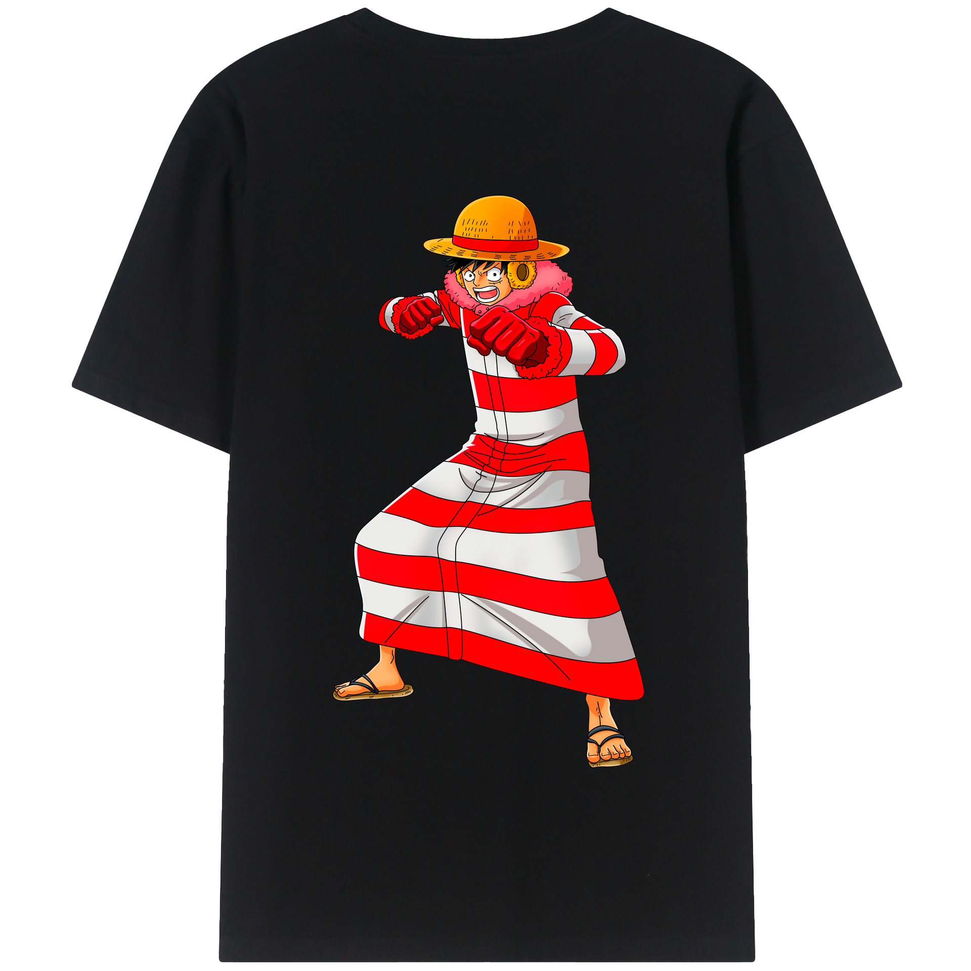 ワンピース モンキー・D・ルフィ ONE PIECE Monkey D. Luffy 綿100％半袖Tシャツ（背面プリント）