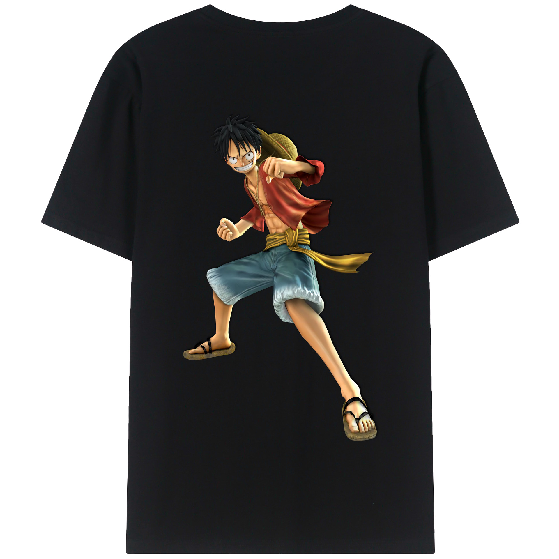 ワンピース モンキー・D・ルフィ ONE PIECE Monkey D. Luffy 綿100％半袖Tシャツ（背面プリント）