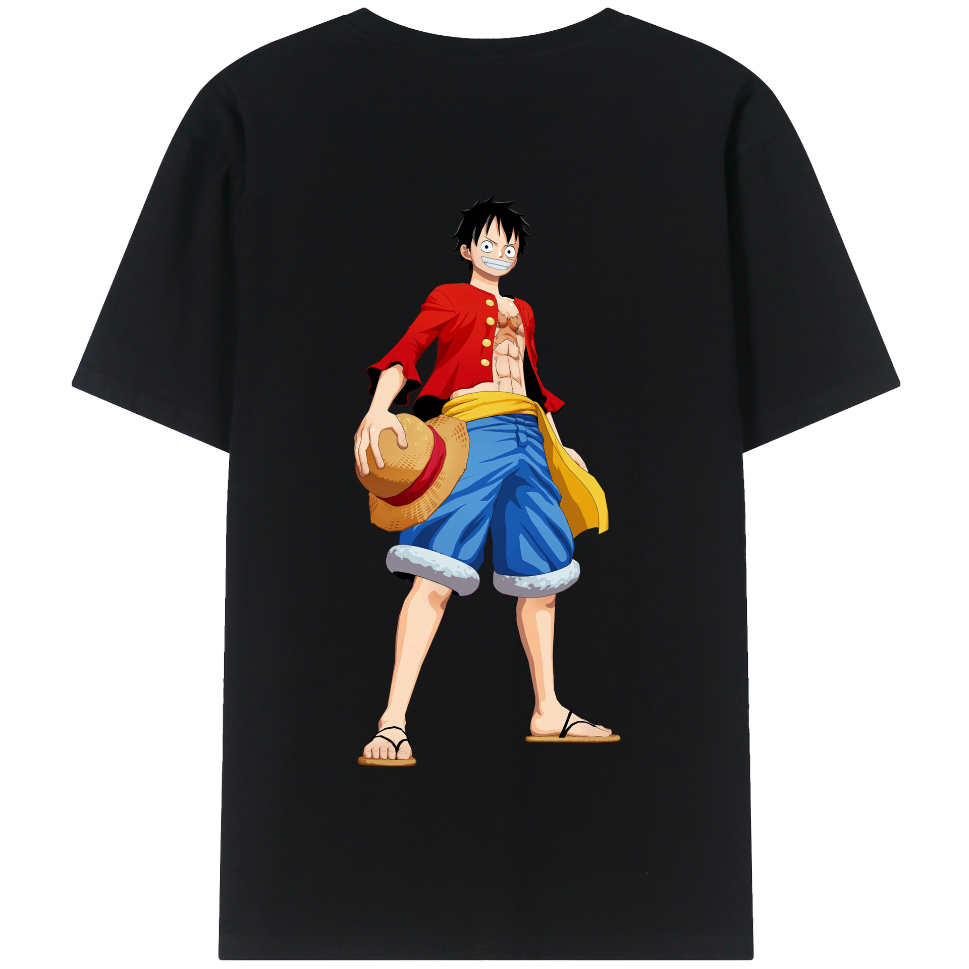ワンピース モンキー・D・ルフィ ONE PIECE Monkey D. Luffy 綿100％半袖Tシャツ（背面プリント）