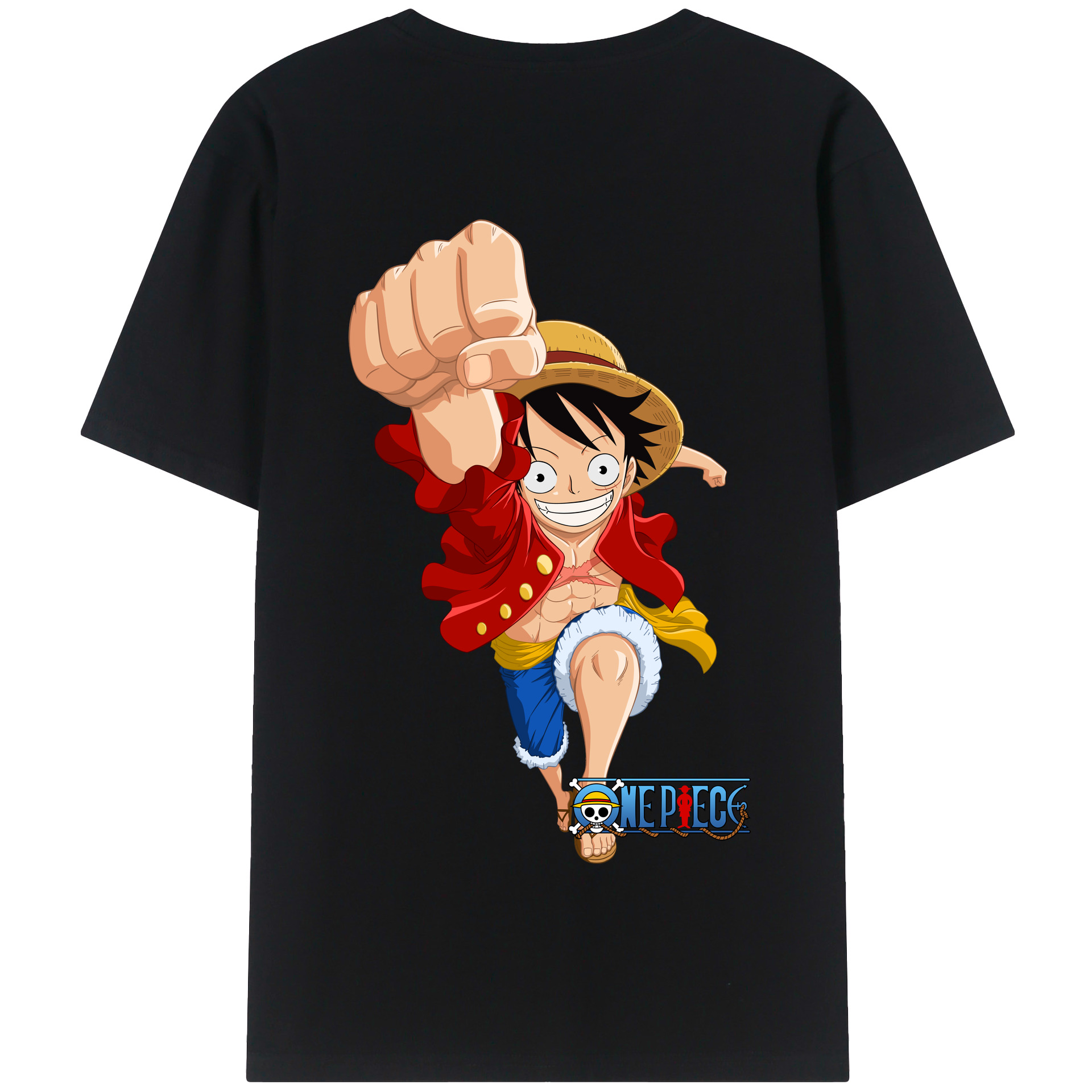 ワンピース モンキー・D・ルフィ ONE PIECE Monkey D. Luffy 綿100％半袖Tシャツ（背面プリント）
