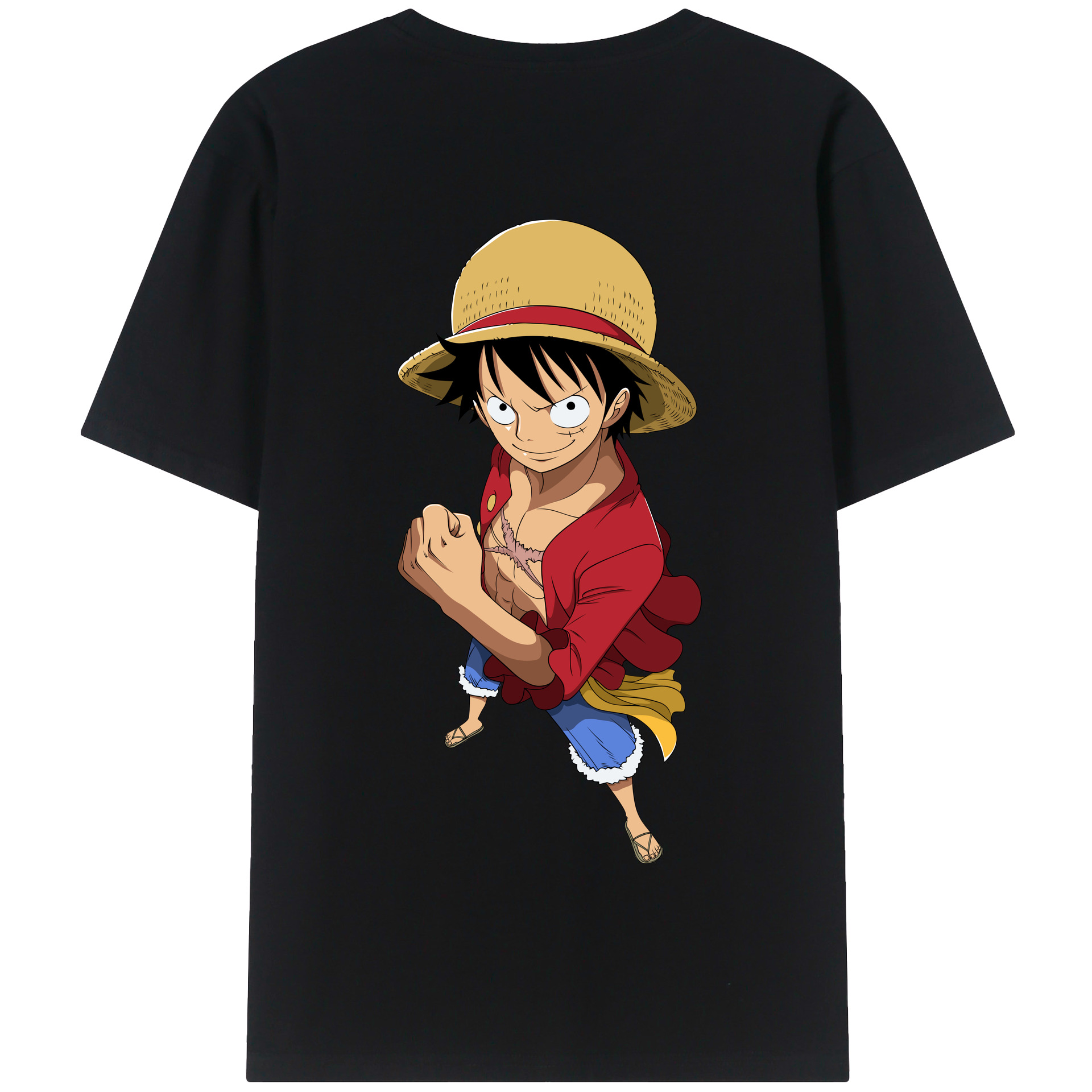 ワンピース モンキー・D・ルフィ ONE PIECE Monkey D. Luffy 綿100％半袖Tシャツ（背面プリント）