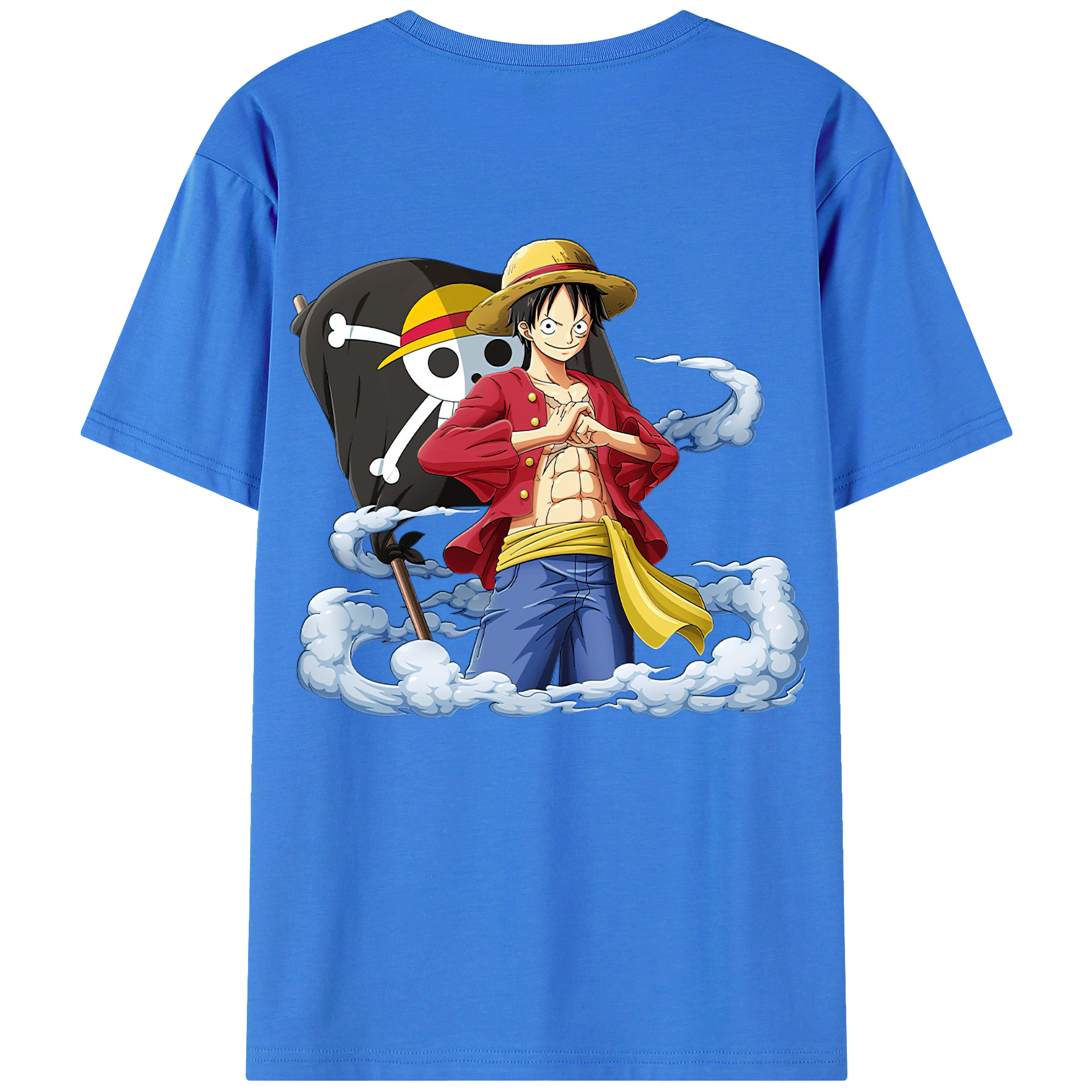 ワンピース モンキー・D・ルフィ ONE PIECE Monkey D. Luffy 綿100％半袖Tシャツ（背面プリント）