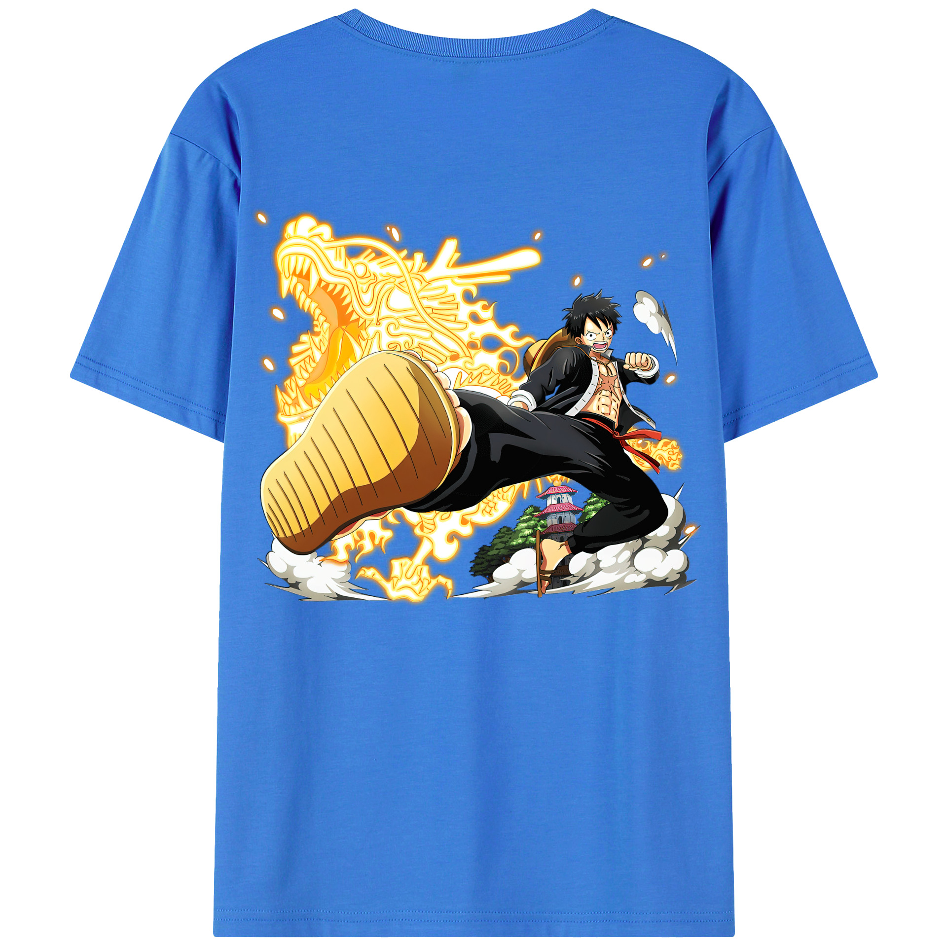 ワンピース モンキー・D・ルフィ ONE PIECE Monkey D. Luffy 綿100％半袖Tシャツ（背面プリント）