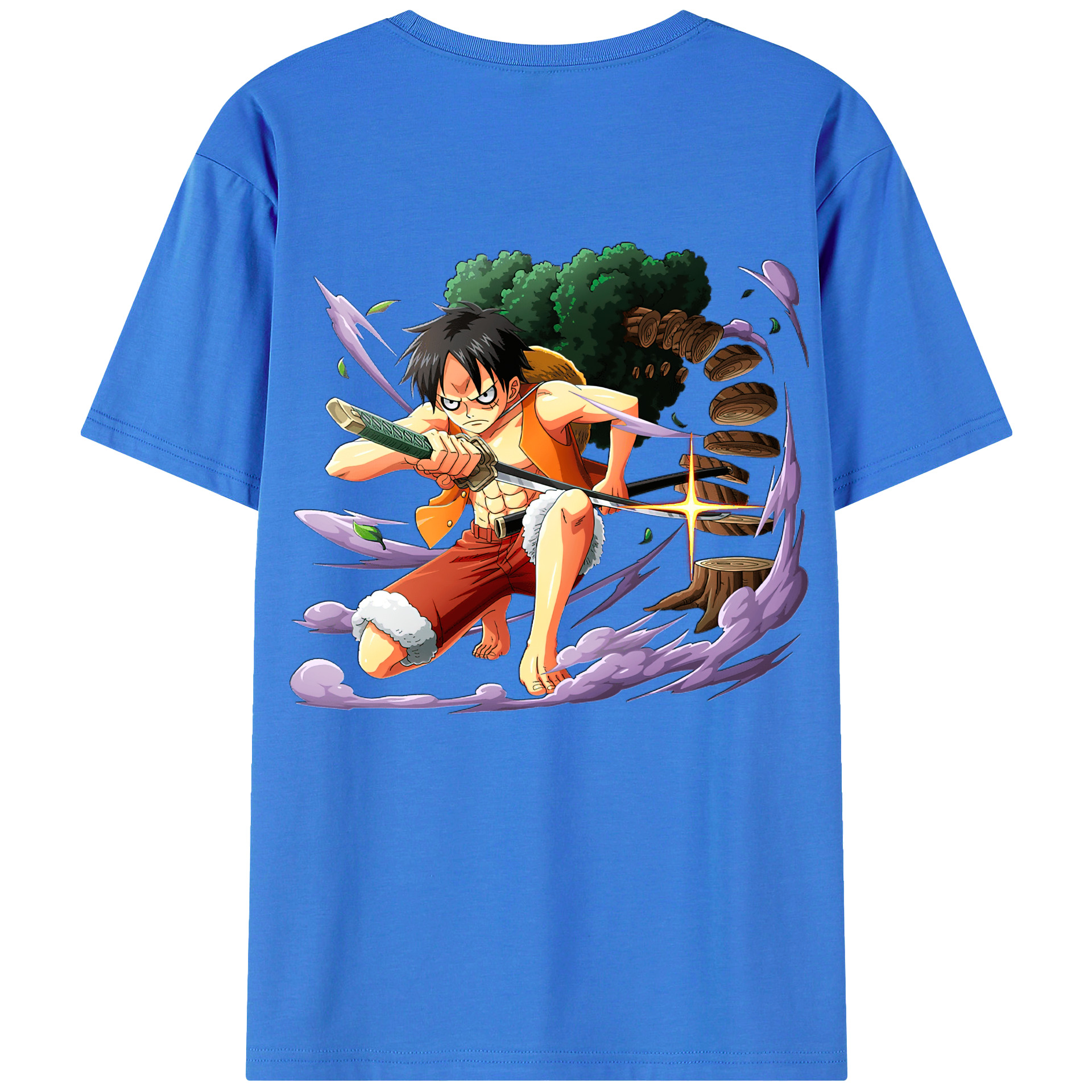 ワンピース モンキー・D・ルフィ ONE PIECE Monkey D. Luffy 綿100％半袖Tシャツ（背面プリント）