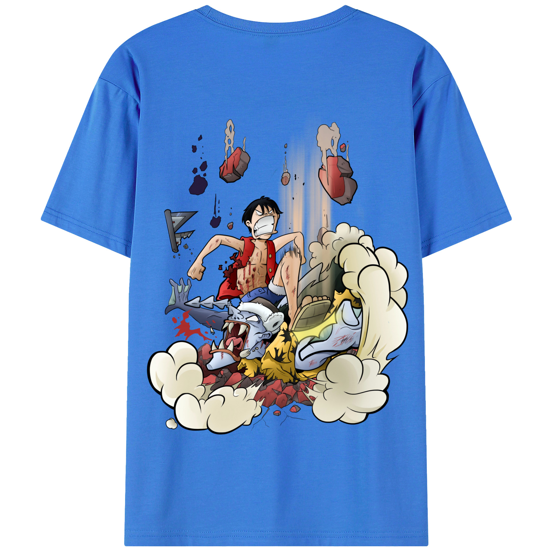 ワンピース モンキー・D・ルフィ ONE PIECE Monkey D. Luffy 綿100％半袖Tシャツ（背面プリント）