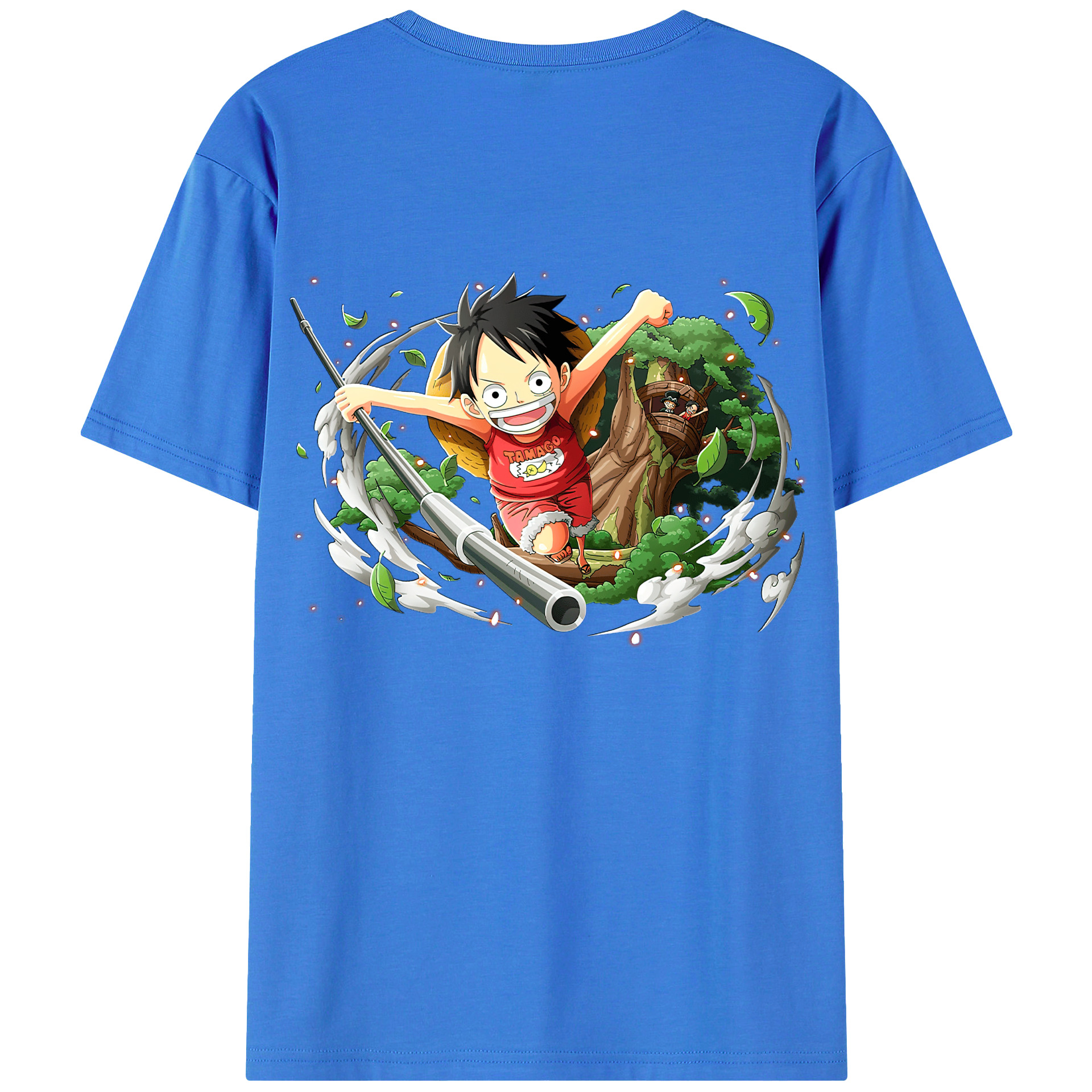 ワンピース モンキー・D・ルフィ ONE PIECE Monkey D. Luffy 綿100％半袖Tシャツ（背面プリント）