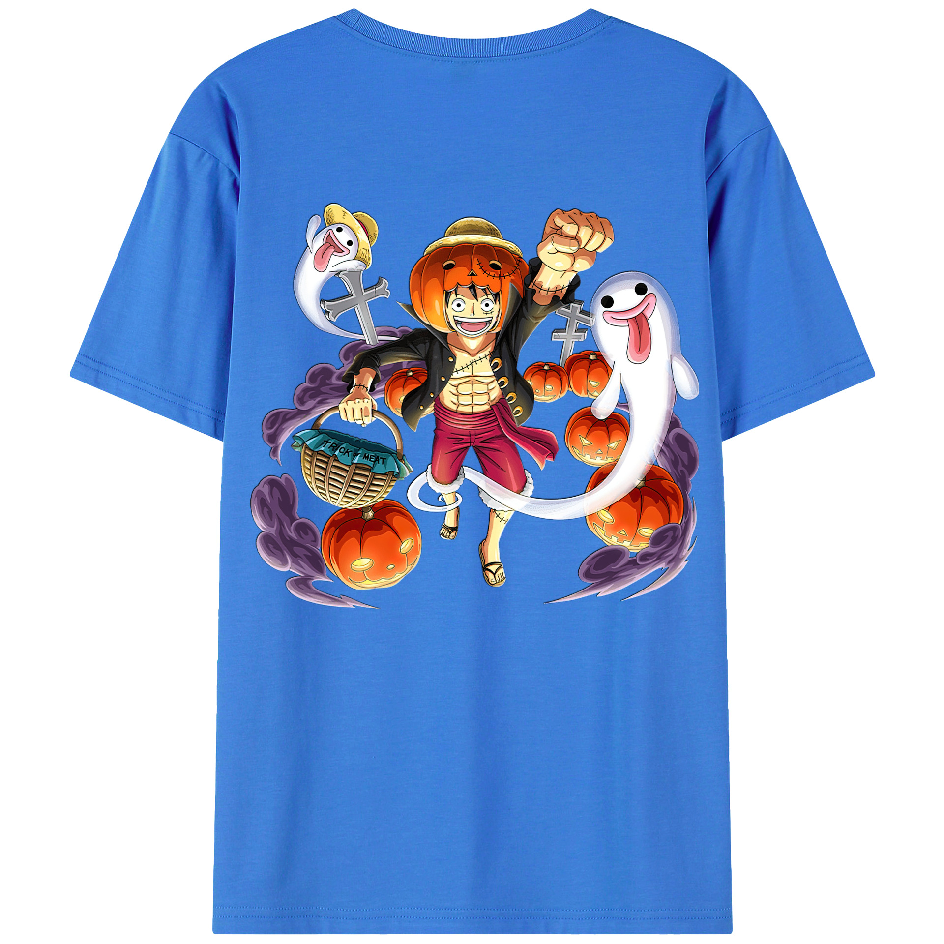 ワンピース モンキー・D・ルフィ ONE PIECE Monkey D. Luffy 綿100％半袖Tシャツ（背面プリント）