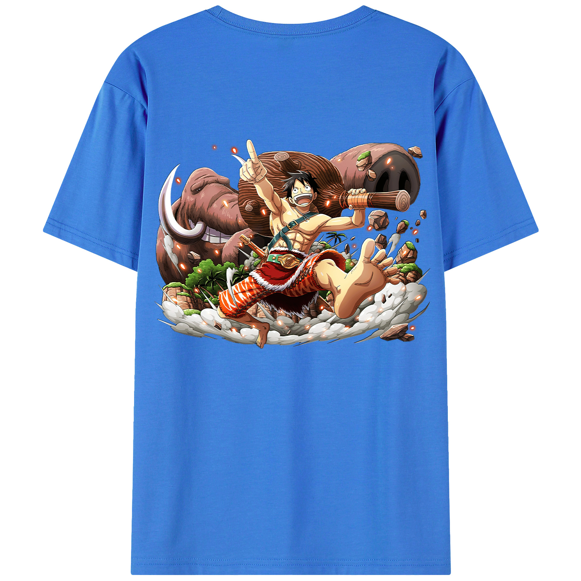 ワンピース モンキー・D・ルフィ ONE PIECE Monkey D. Luffy 綿100％半袖Tシャツ（背面プリント）