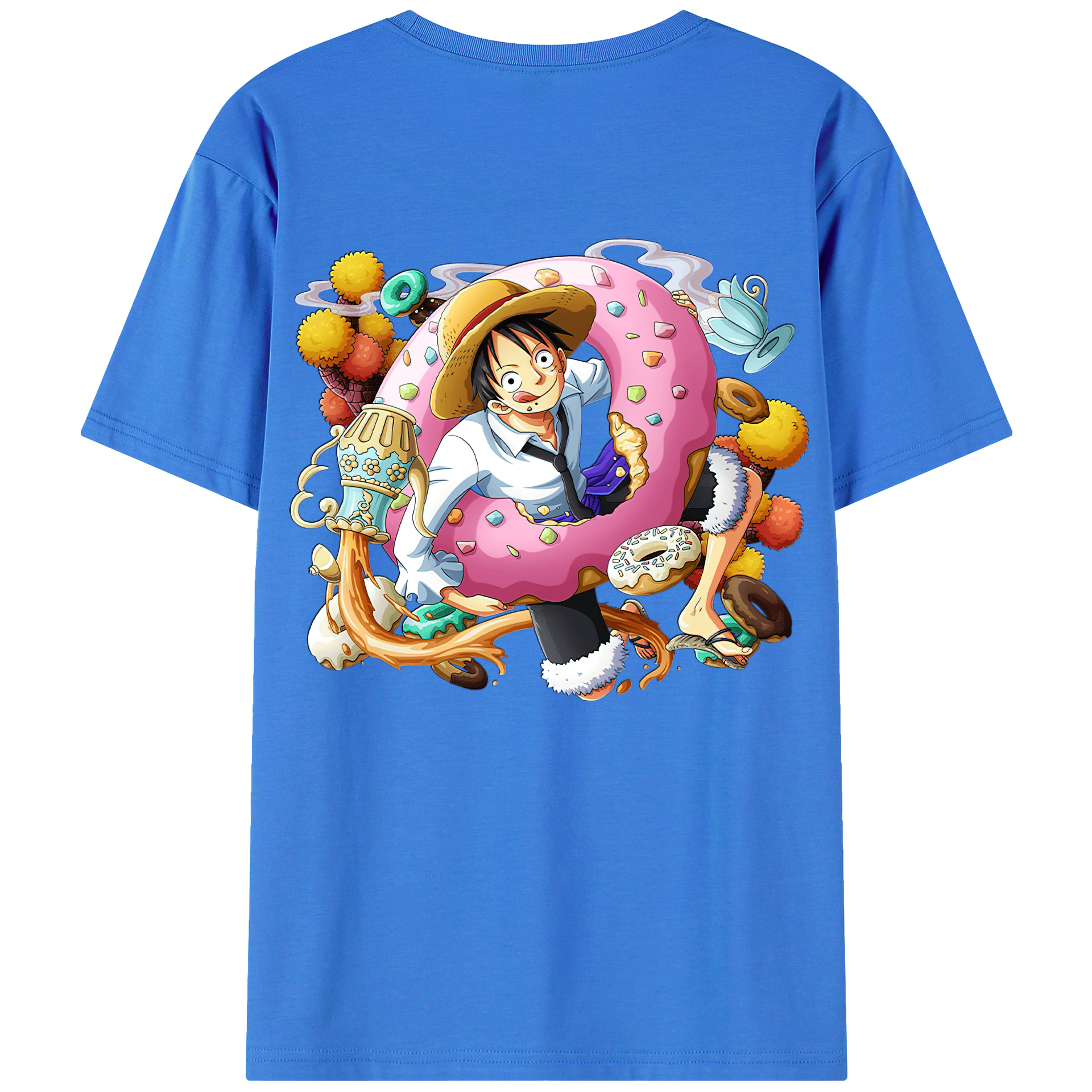 ワンピース モンキー・D・ルフィ ONE PIECE Monkey D. Luffy 綿100％半袖Tシャツ（背面プリント）