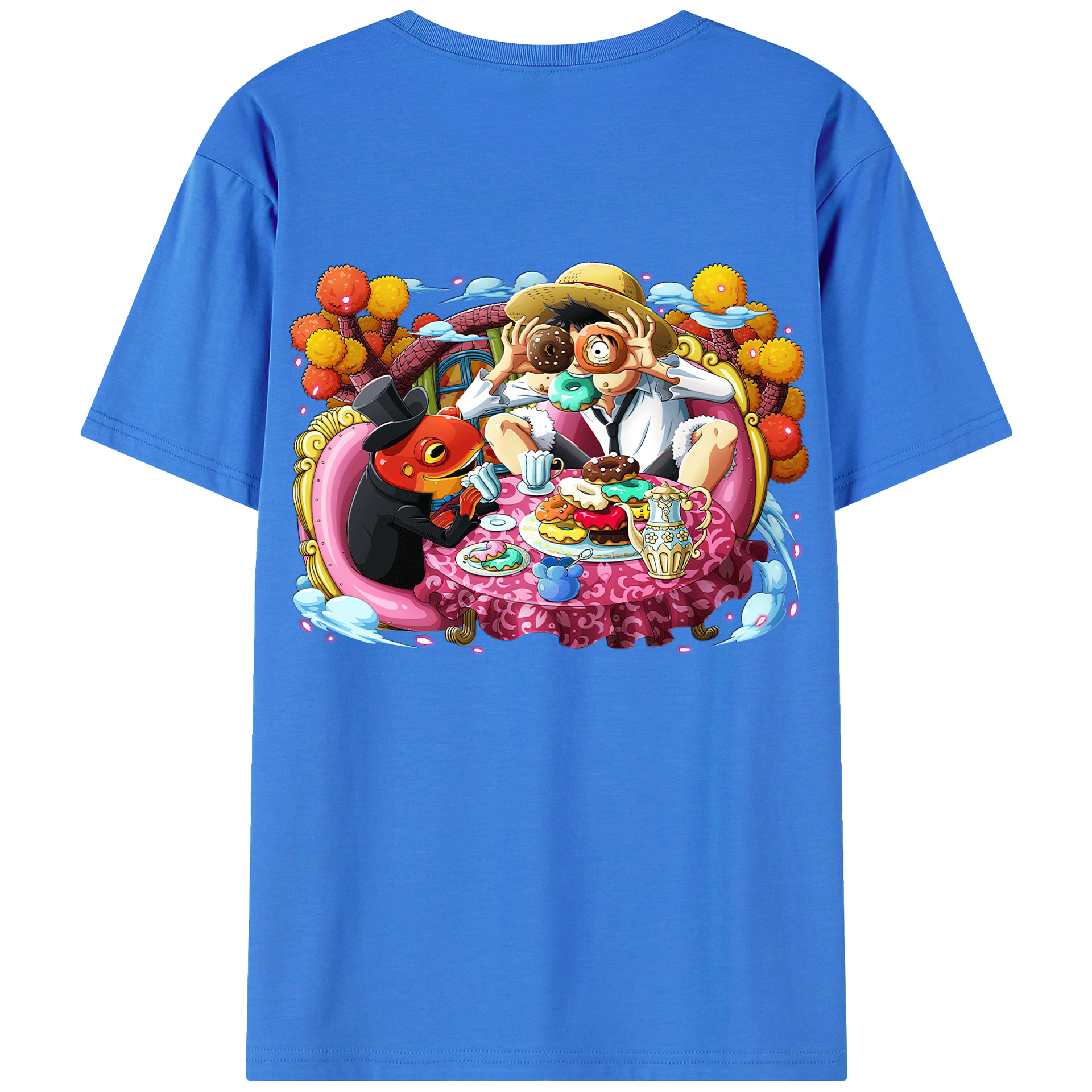 ワンピース モンキー・D・ルフィ ONE PIECE Monkey D. Luffy 綿100％半袖Tシャツ（背面プリント）