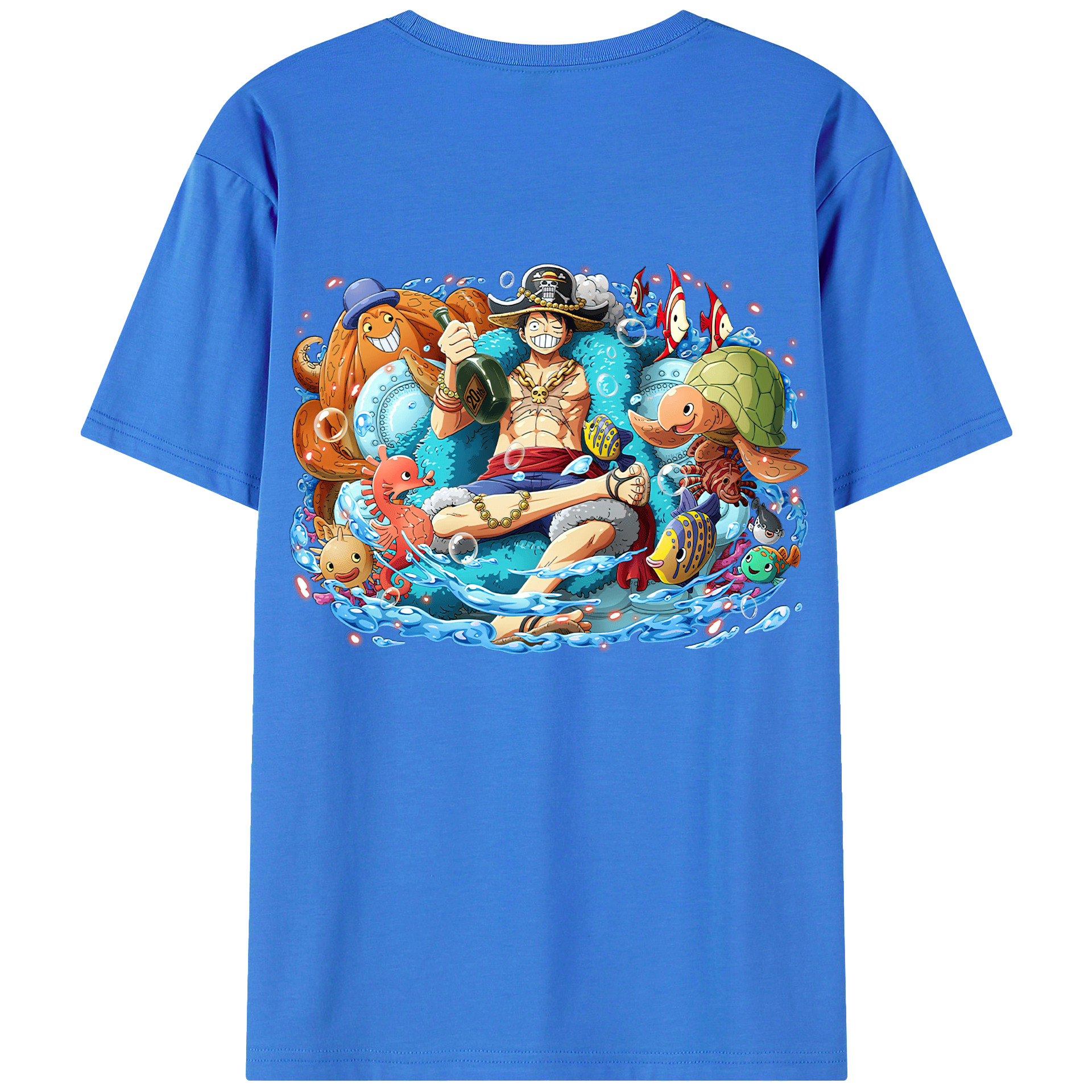 ワンピース モンキー・D・ルフィ ONE PIECE Monkey D. Luffy 綿100％半袖Tシャツ（背面プリント）