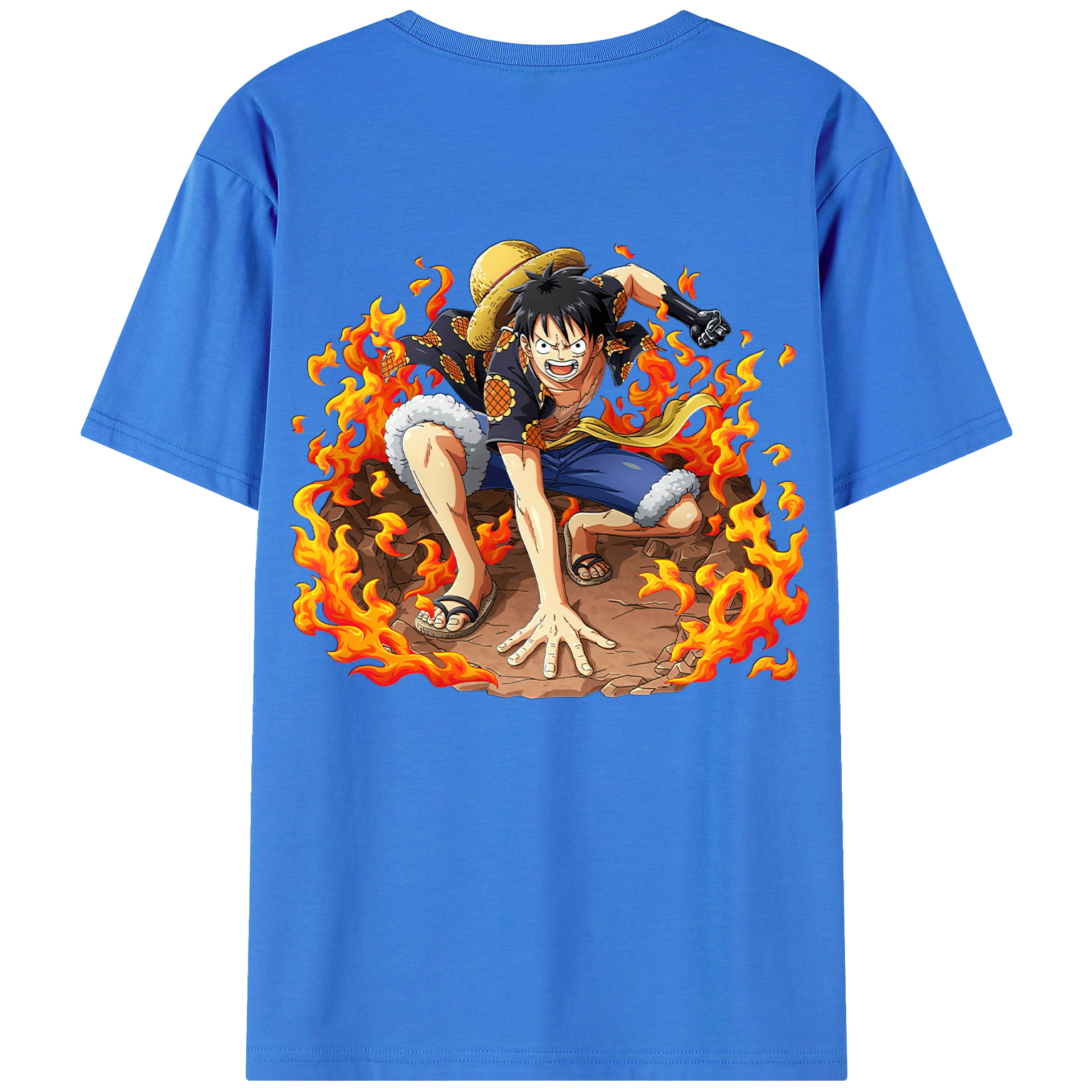 ワンピース モンキー・D・ルフィ ONE PIECE Monkey D. Luffy 綿100％半袖Tシャツ（背面プリント）