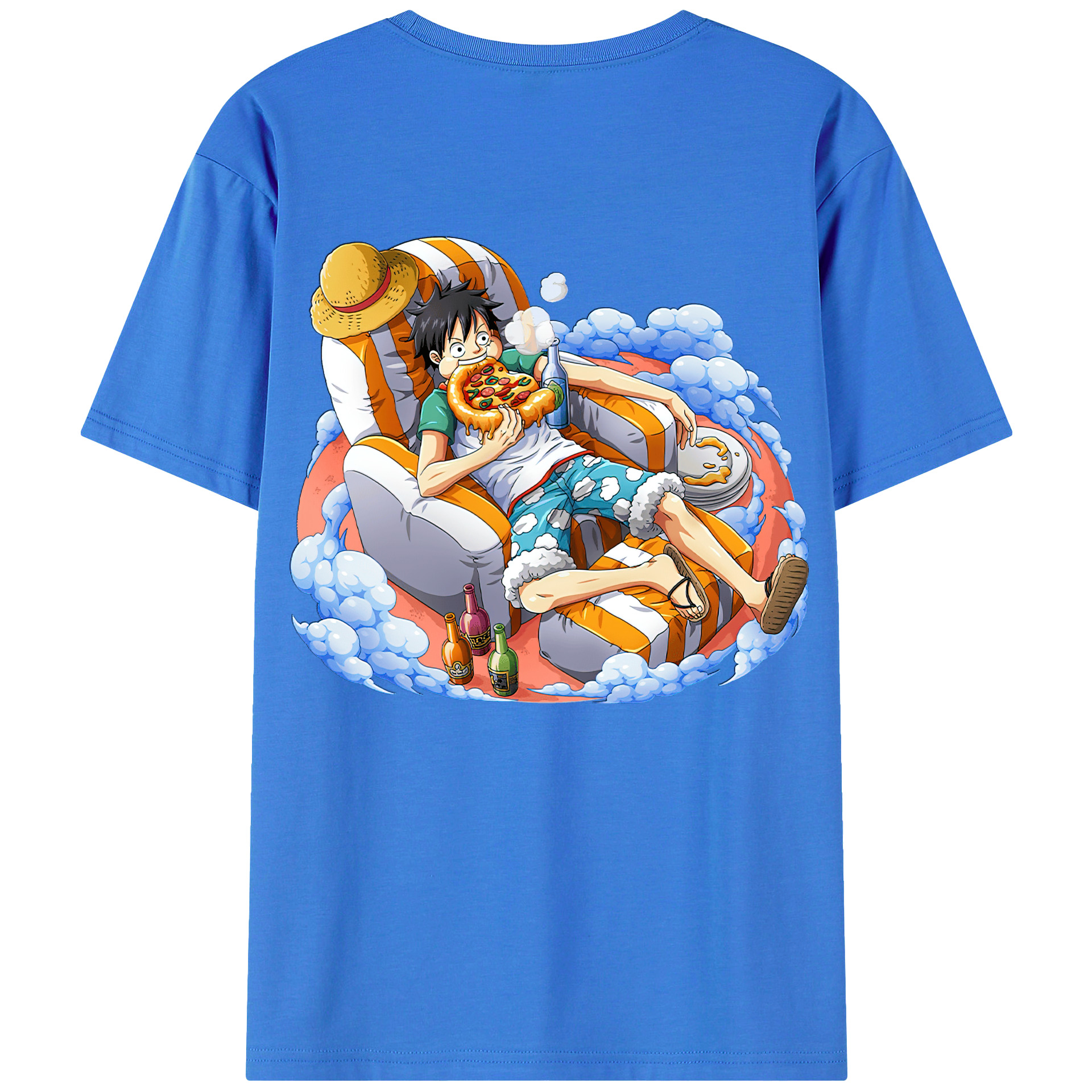 ワンピース モンキー・D・ルフィ ONE PIECE Monkey D. Luffy 綿100％半袖Tシャツ（背面プリント）