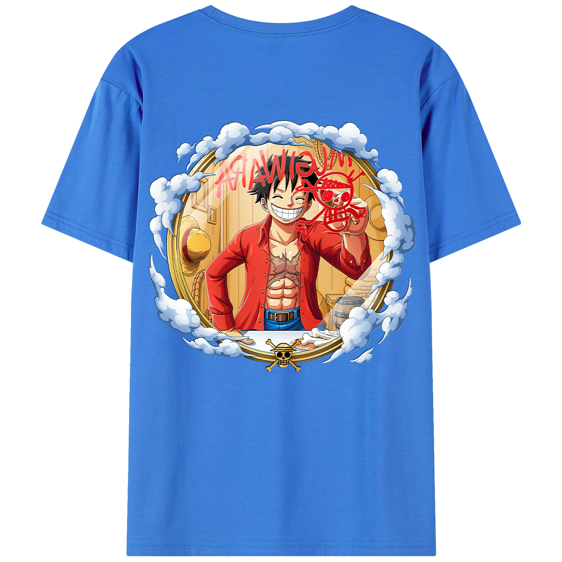 ワンピース モンキー・D・ルフィ ONE PIECE Monkey D. Luffy 綿100％半袖Tシャツ（背面プリント）