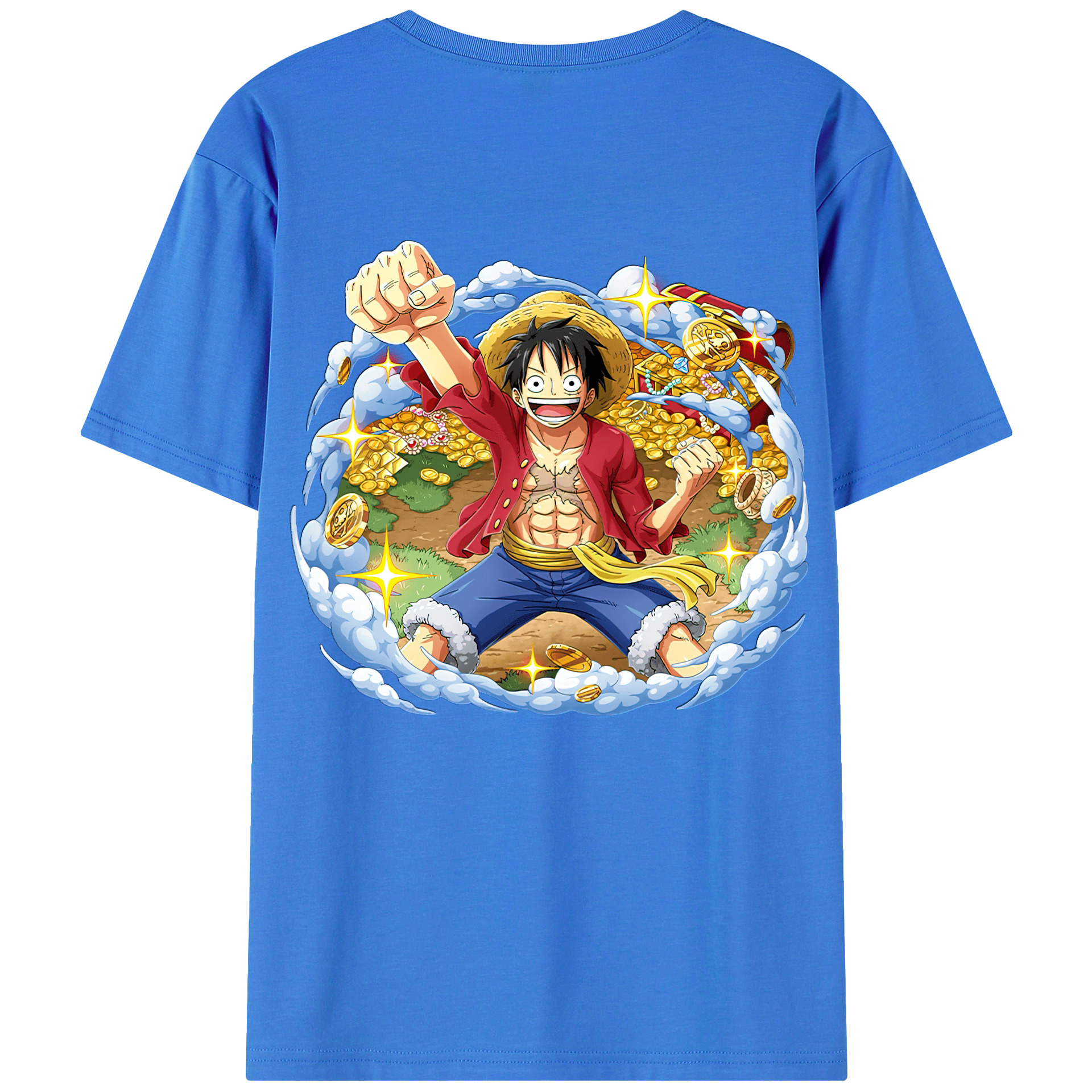 ワンピース モンキー・D・ルフィ ONE PIECE Monkey D. Luffy 綿100％半袖Tシャツ（背面プリント）