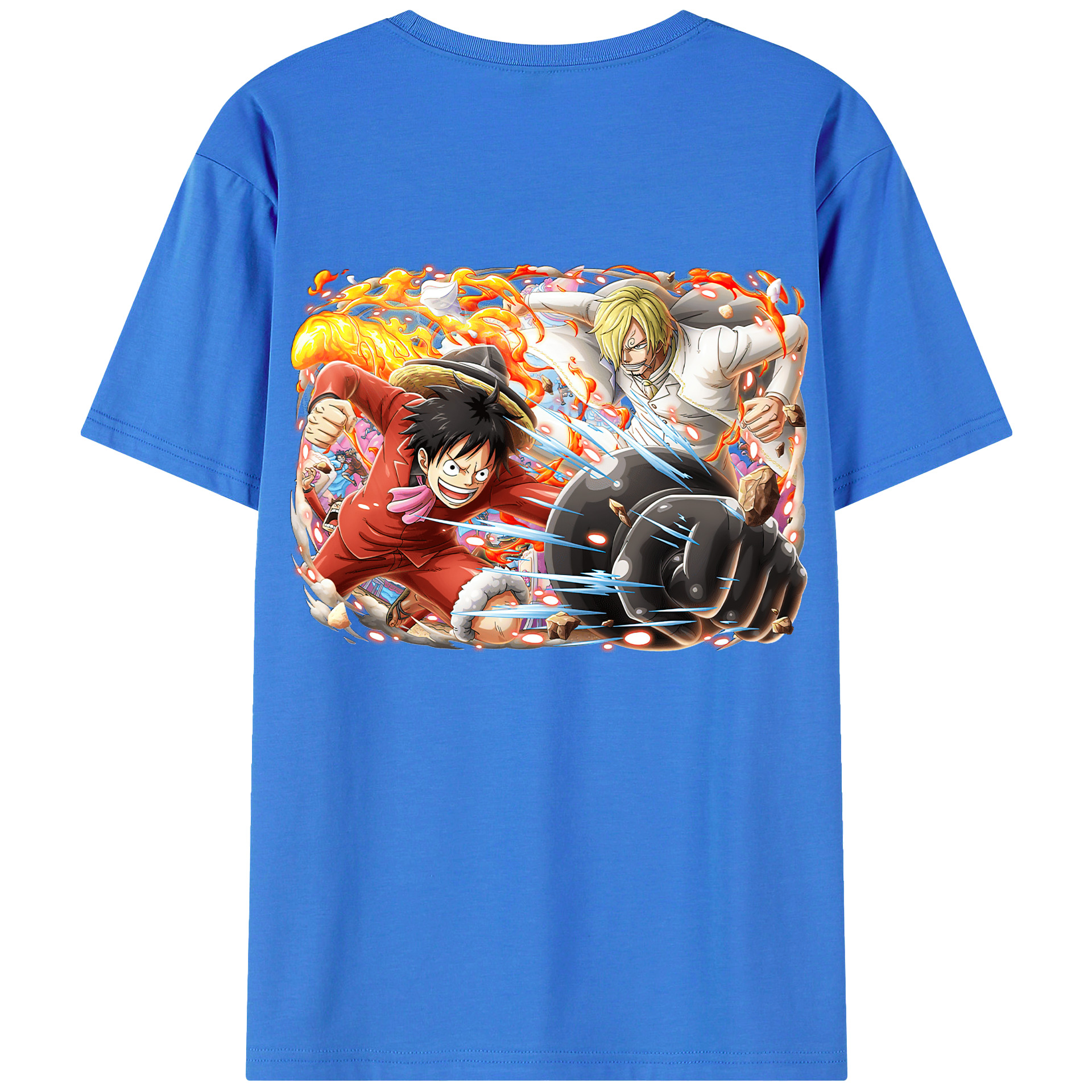 ワンピース モンキー・D・ルフィ ONE PIECE Monkey D. Luffy 綿100％半袖Tシャツ（背面プリント）