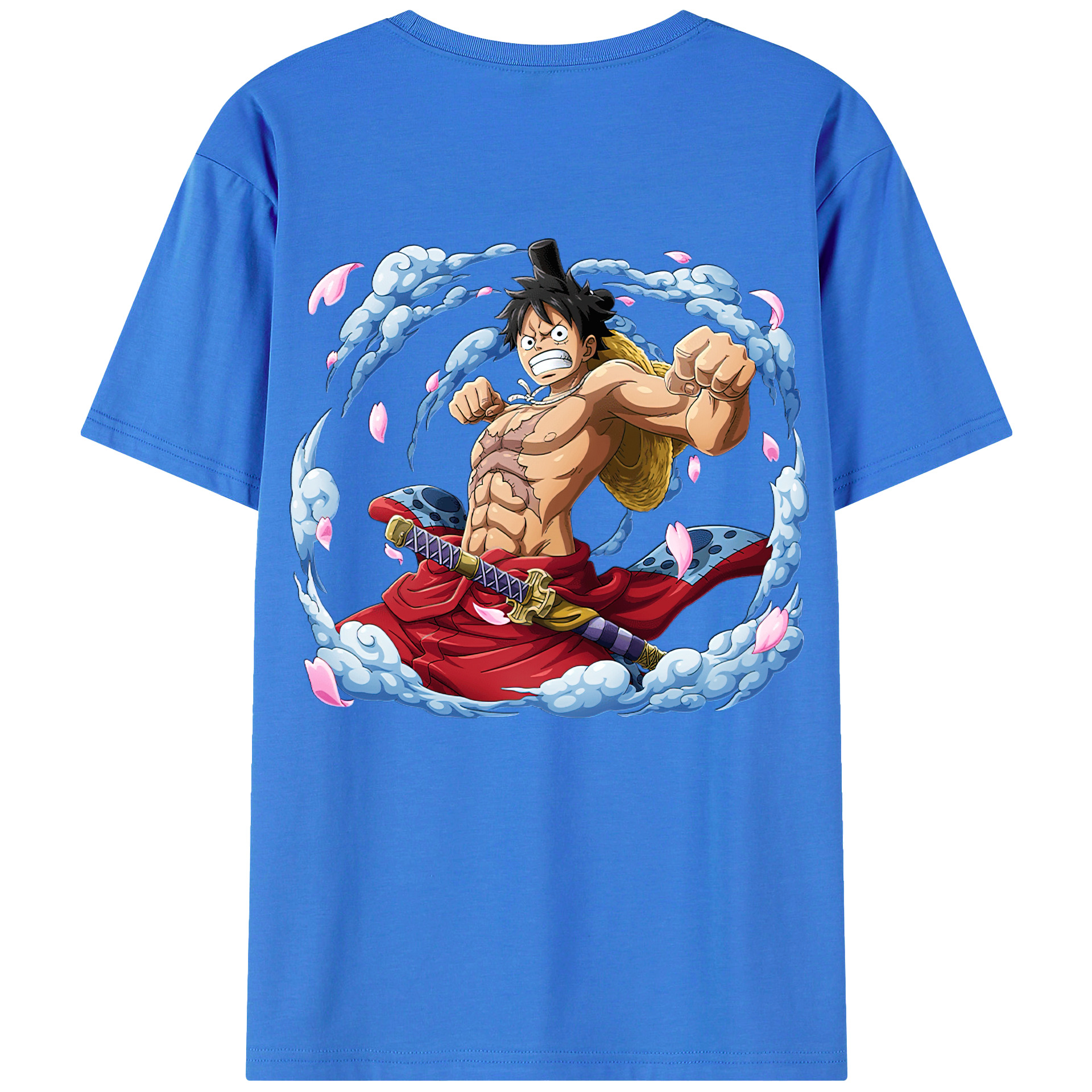 ワンピース モンキー・D・ルフィ ONE PIECE Monkey D. Luffy 綿100％半袖Tシャツ（背面プリント）