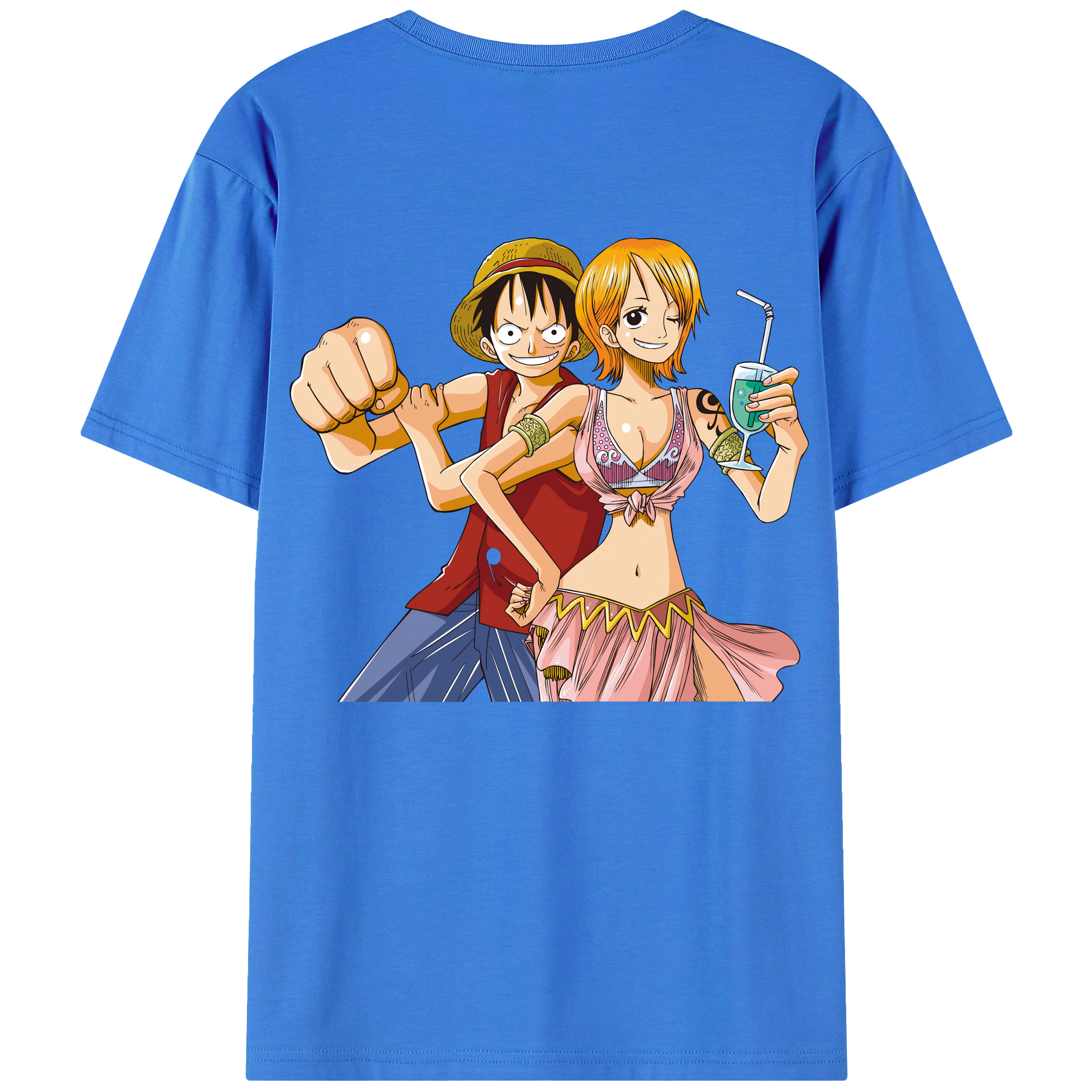 ワンピース モンキー・D・ルフィ ONE PIECE Monkey D. Luffy 綿100％半袖Tシャツ（背面プリント）