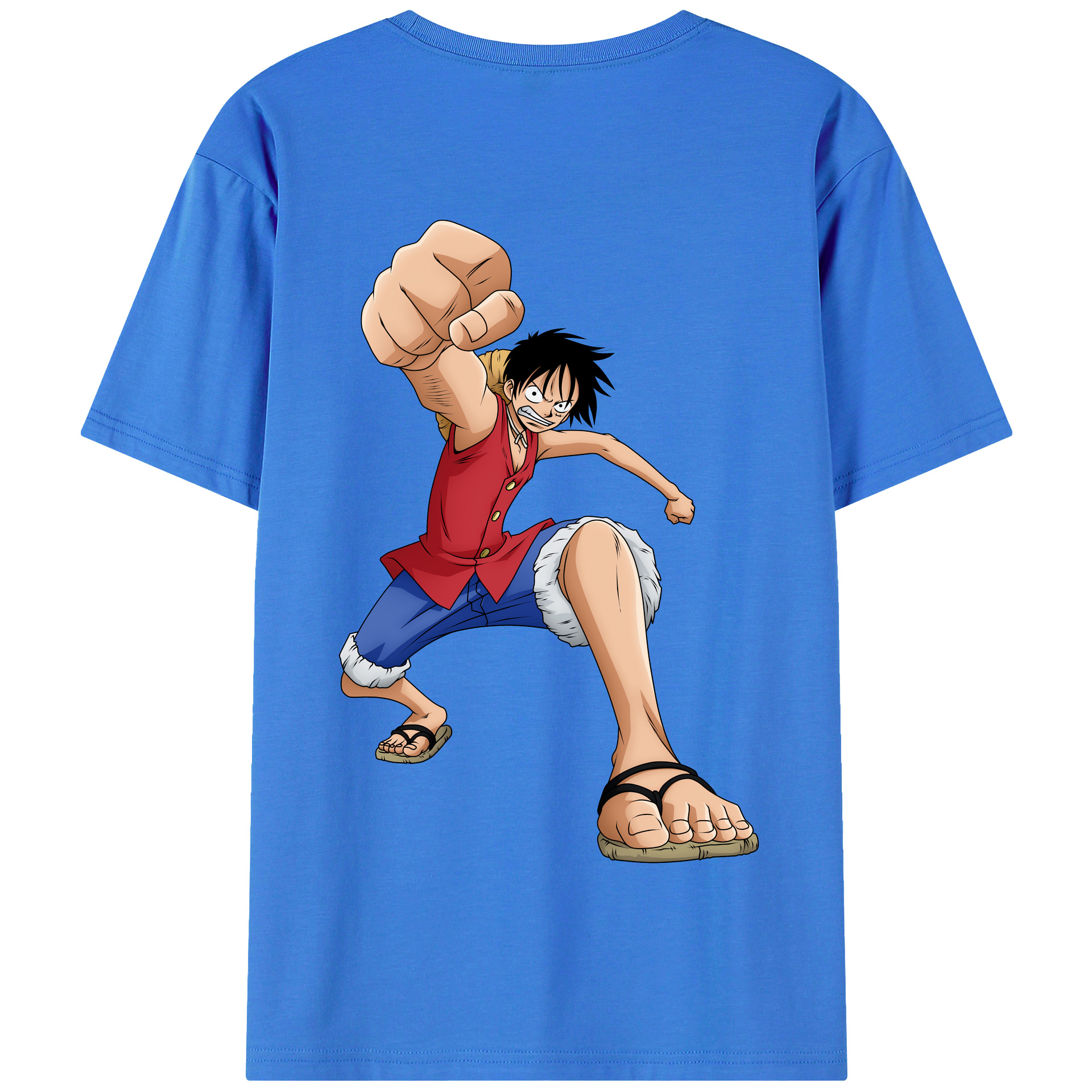 ワンピース モンキー・D・ルフィ ONE PIECE Monkey D. Luffy 綿100％半袖Tシャツ（背面プリント）