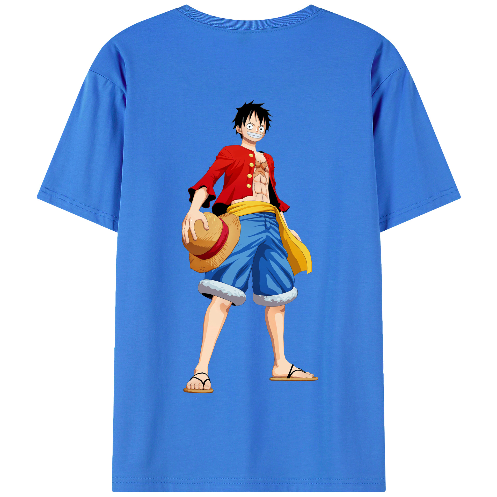 ワンピース モンキー・D・ルフィ ONE PIECE Monkey D. Luffy 綿100％半袖Tシャツ（背面プリント）