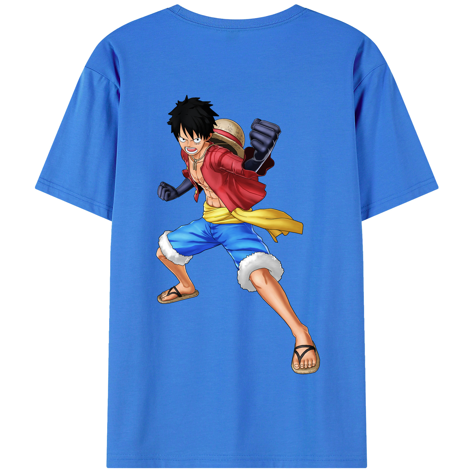 ワンピース モンキー・D・ルフィ ONE PIECE Monkey D. Luffy 綿100％半袖Tシャツ（背面プリント）