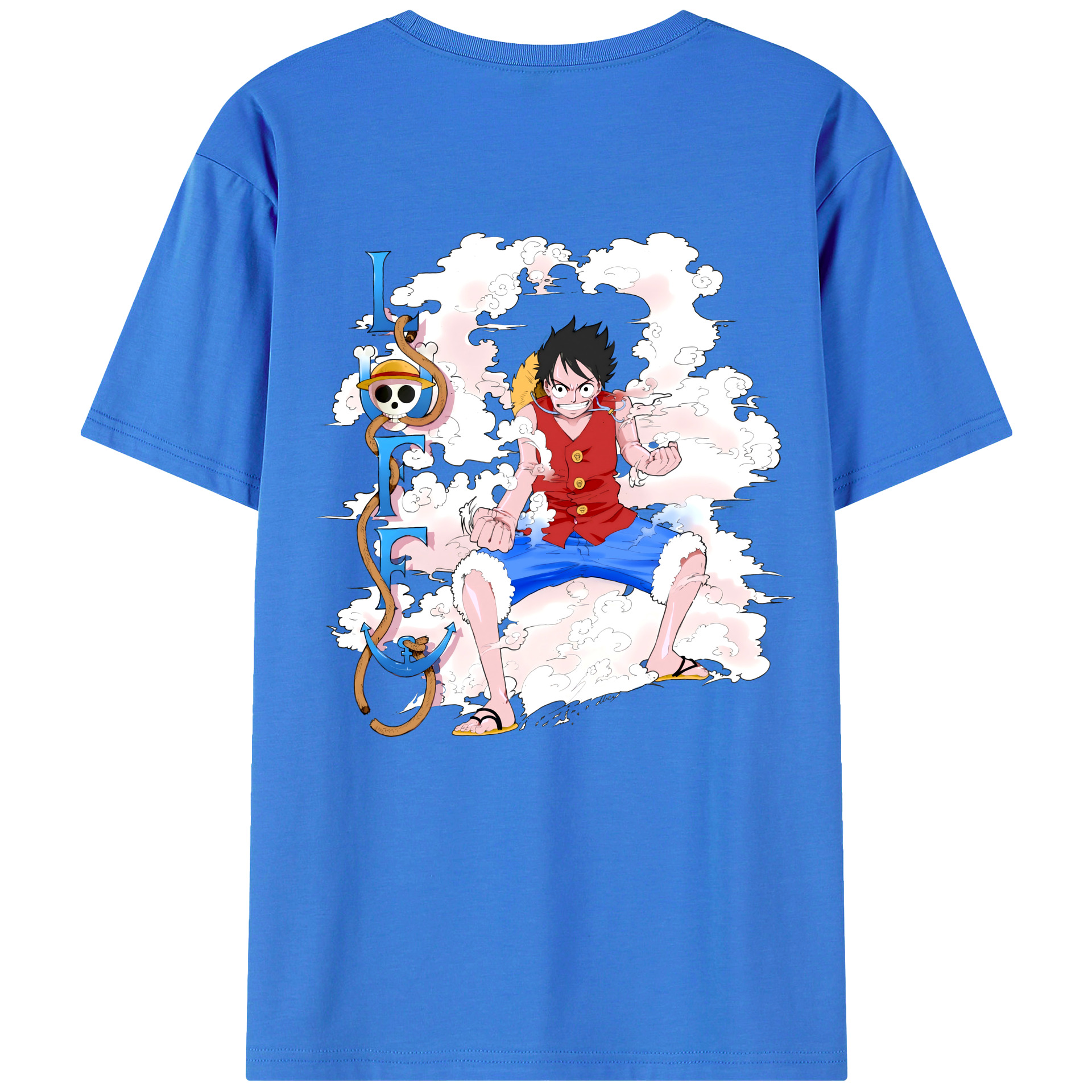 ワンピース モンキー・D・ルフィ ONE PIECE Monkey D. Luffy 綿100％半袖Tシャツ（背面プリント）