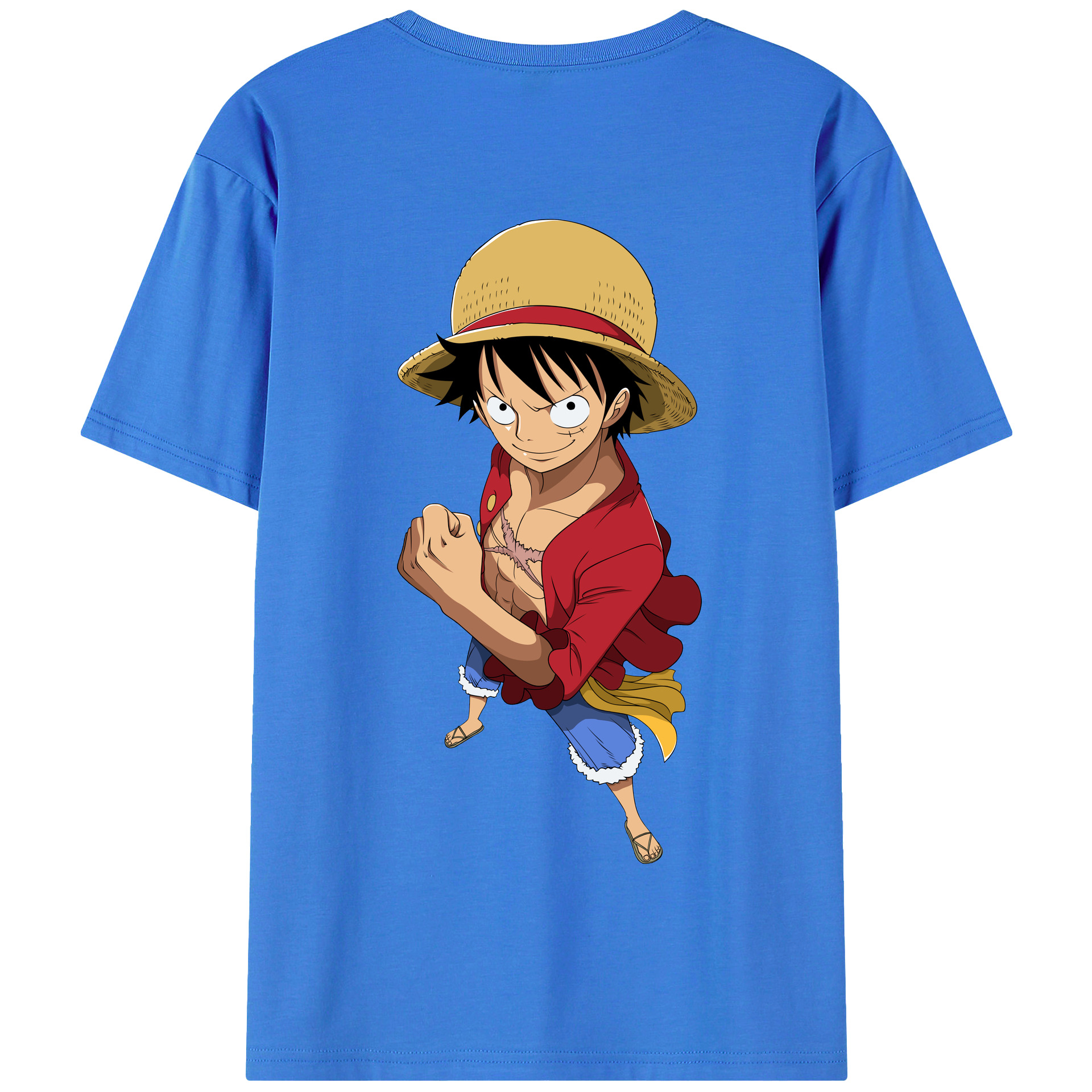 ワンピース モンキー・D・ルフィ ONE PIECE Monkey D. Luffy 綿100％半袖Tシャツ（背面プリント）
