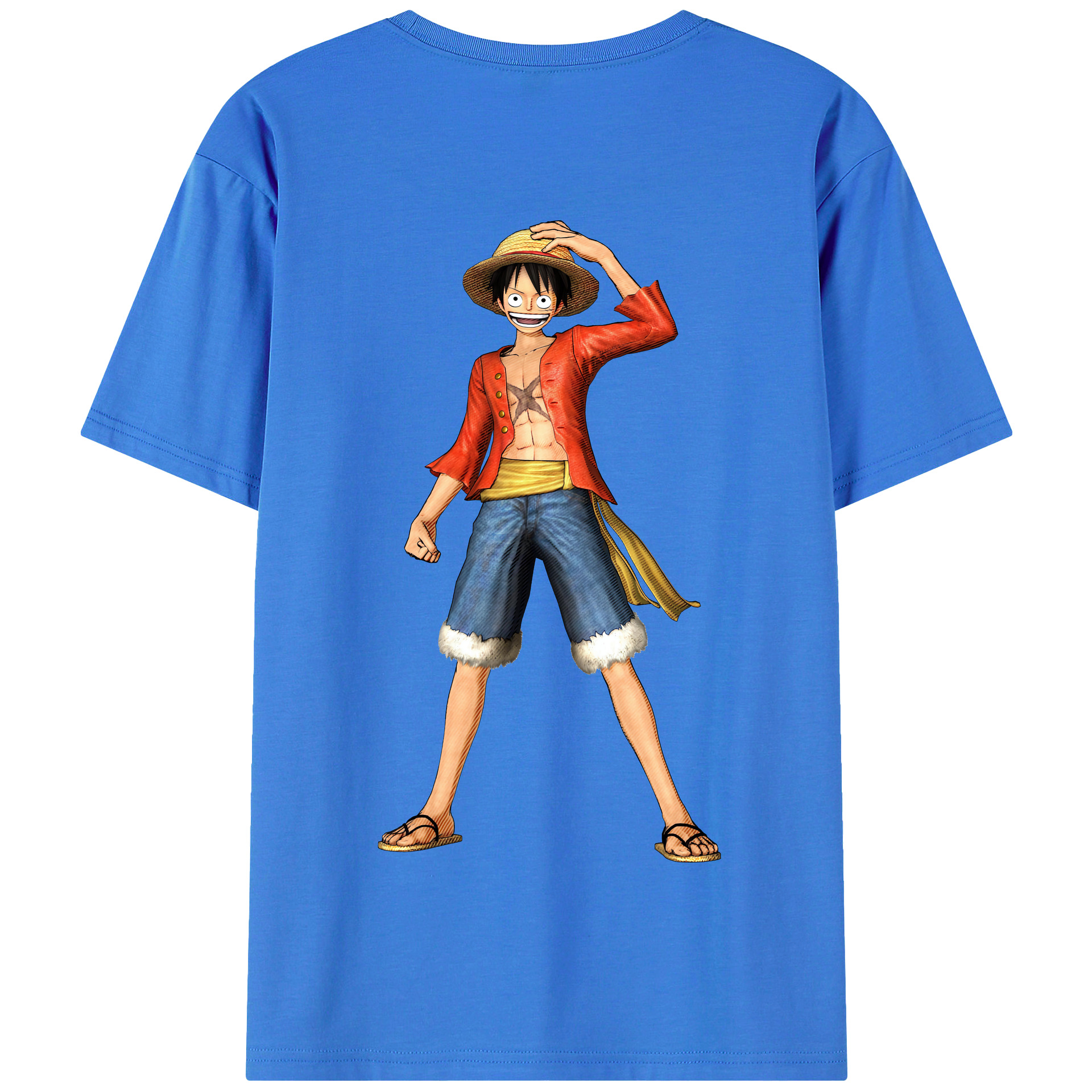ワンピース モンキー・D・ルフィ ONE PIECE Monkey D. Luffy 綿100％半袖Tシャツ（背面プリント）