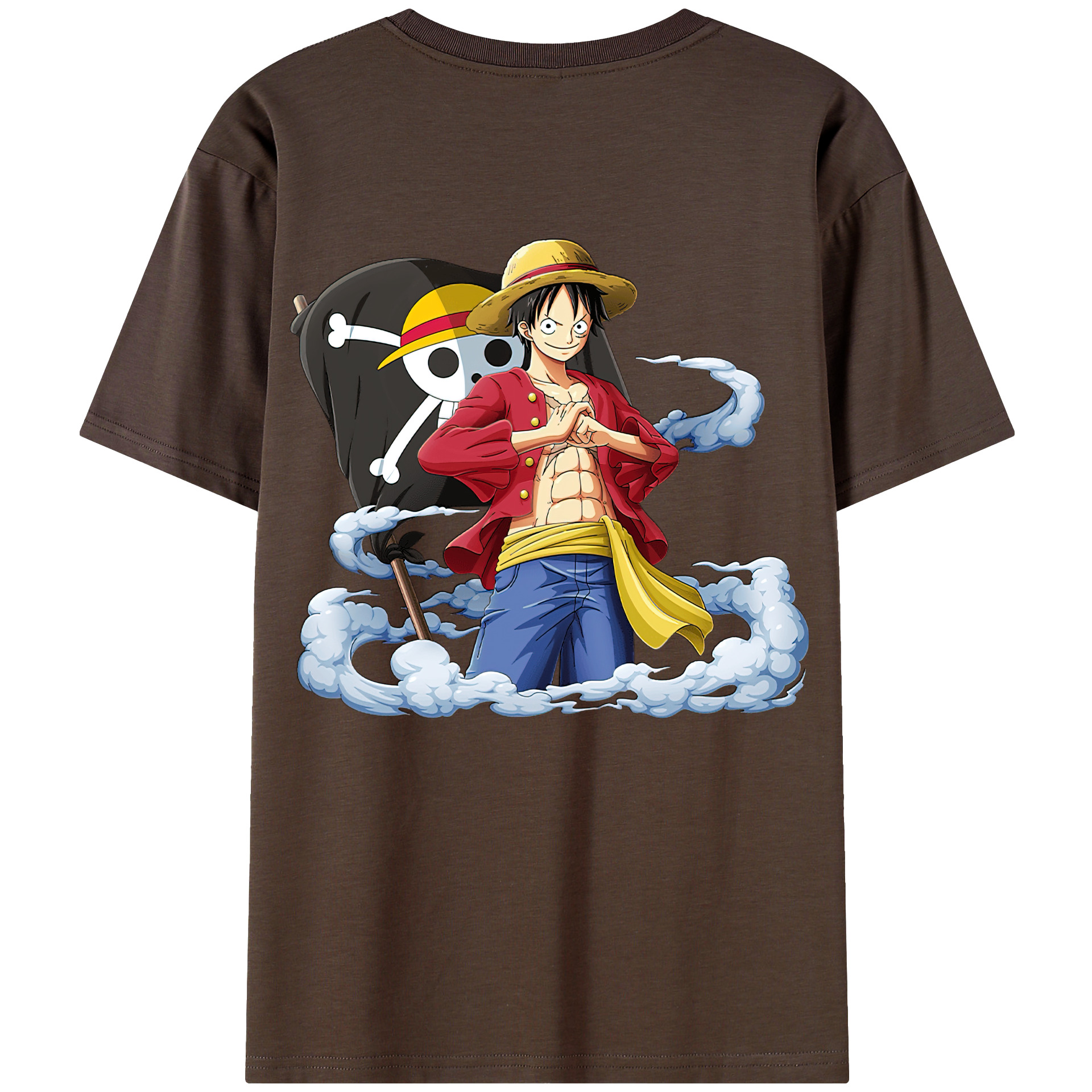 ワンピース モンキー・D・ルフィ ONE PIECE Monkey D. Luffy 綿100％半袖Tシャツ（背面プリント）