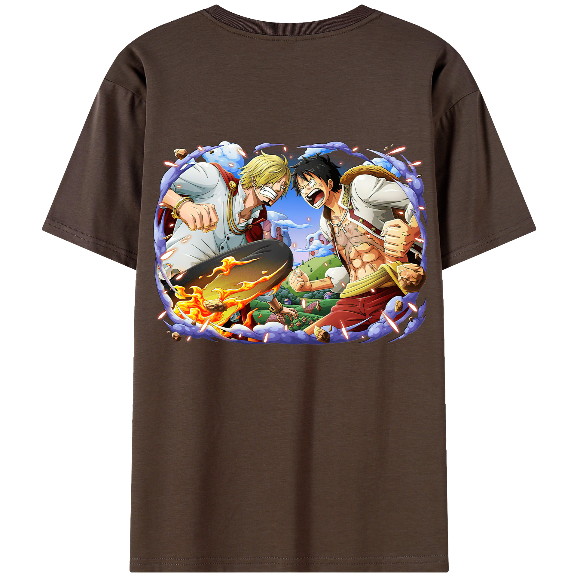 ワンピース モンキー・D・ルフィ ONE PIECE Monkey D. Luffy 綿100％半袖Tシャツ（背面プリント）
