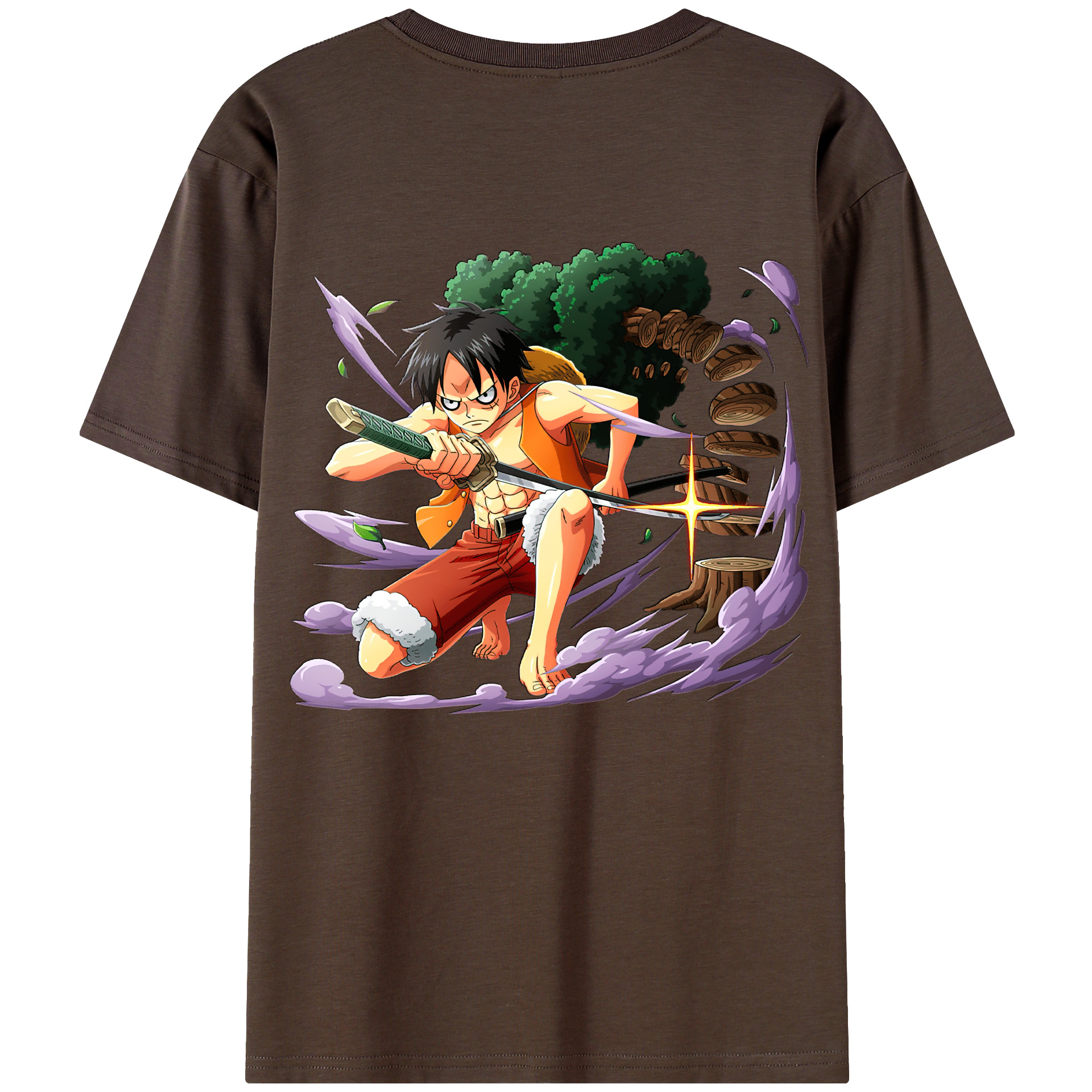 ワンピース モンキー・D・ルフィ ONE PIECE Monkey D. Luffy 綿100％半袖Tシャツ（背面プリント）