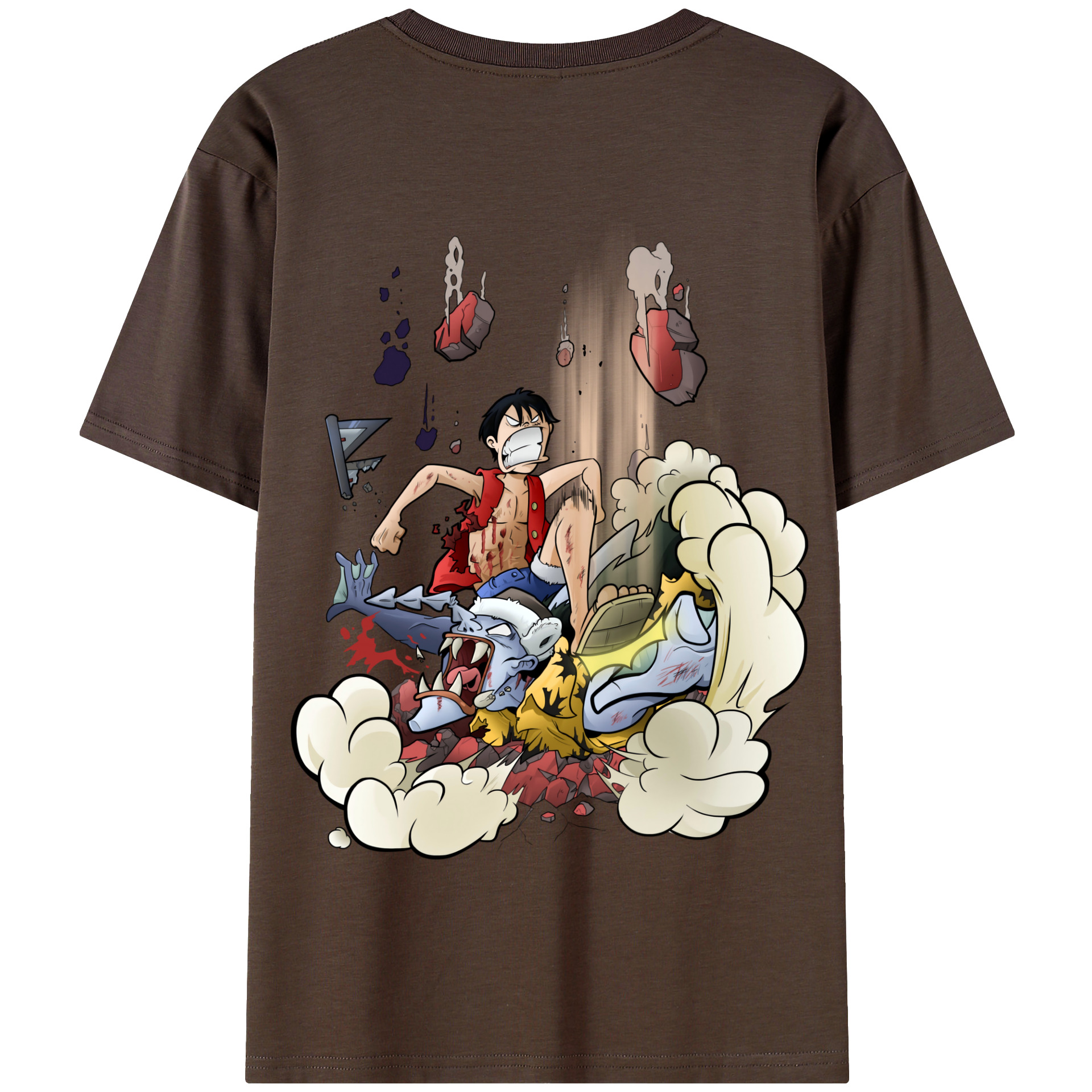 ワンピース モンキー・D・ルフィ ONE PIECE Monkey D. Luffy 綿100％半袖Tシャツ（背面プリント）