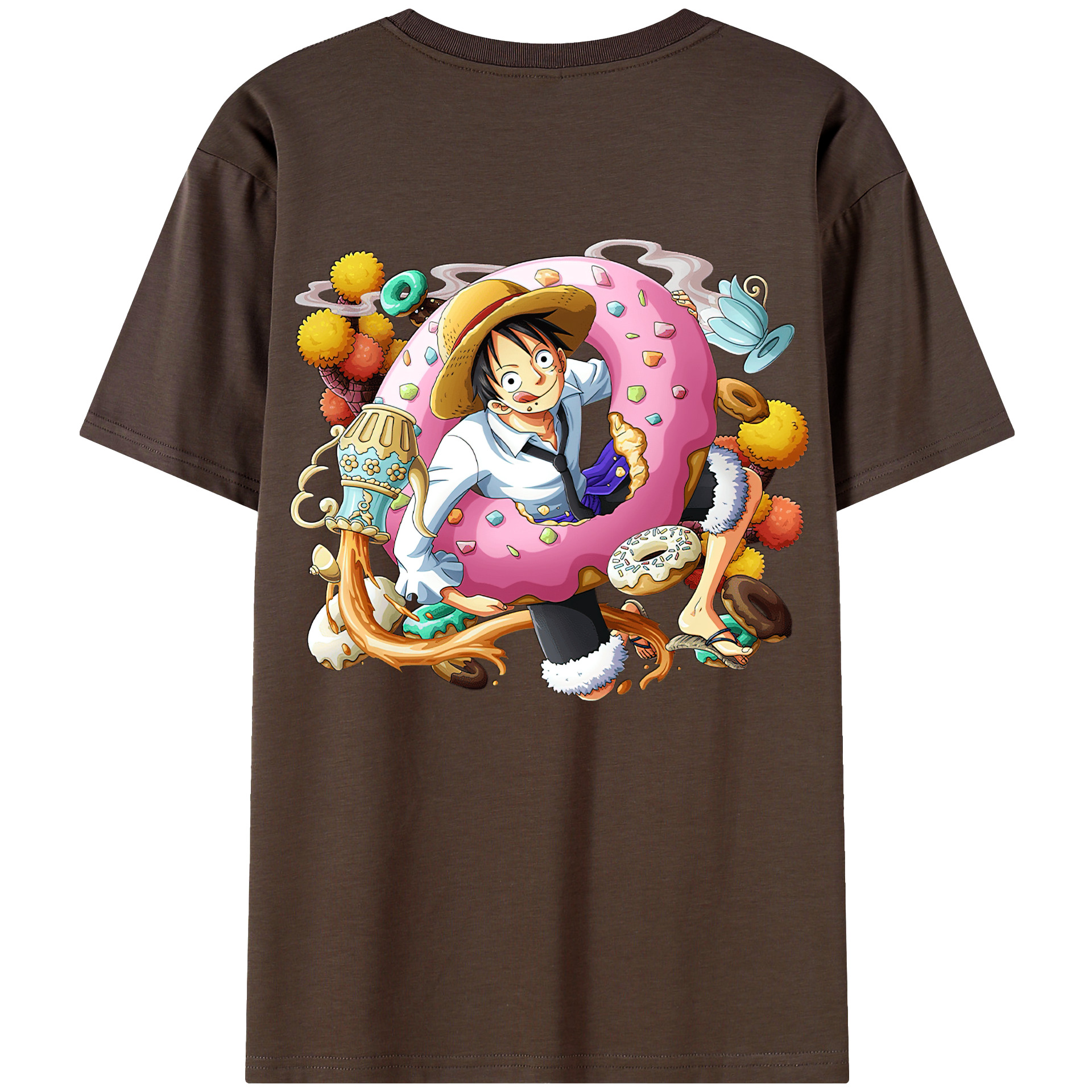 ワンピース モンキー・D・ルフィ ONE PIECE Monkey D. Luffy 綿100％半袖Tシャツ（背面プリント）