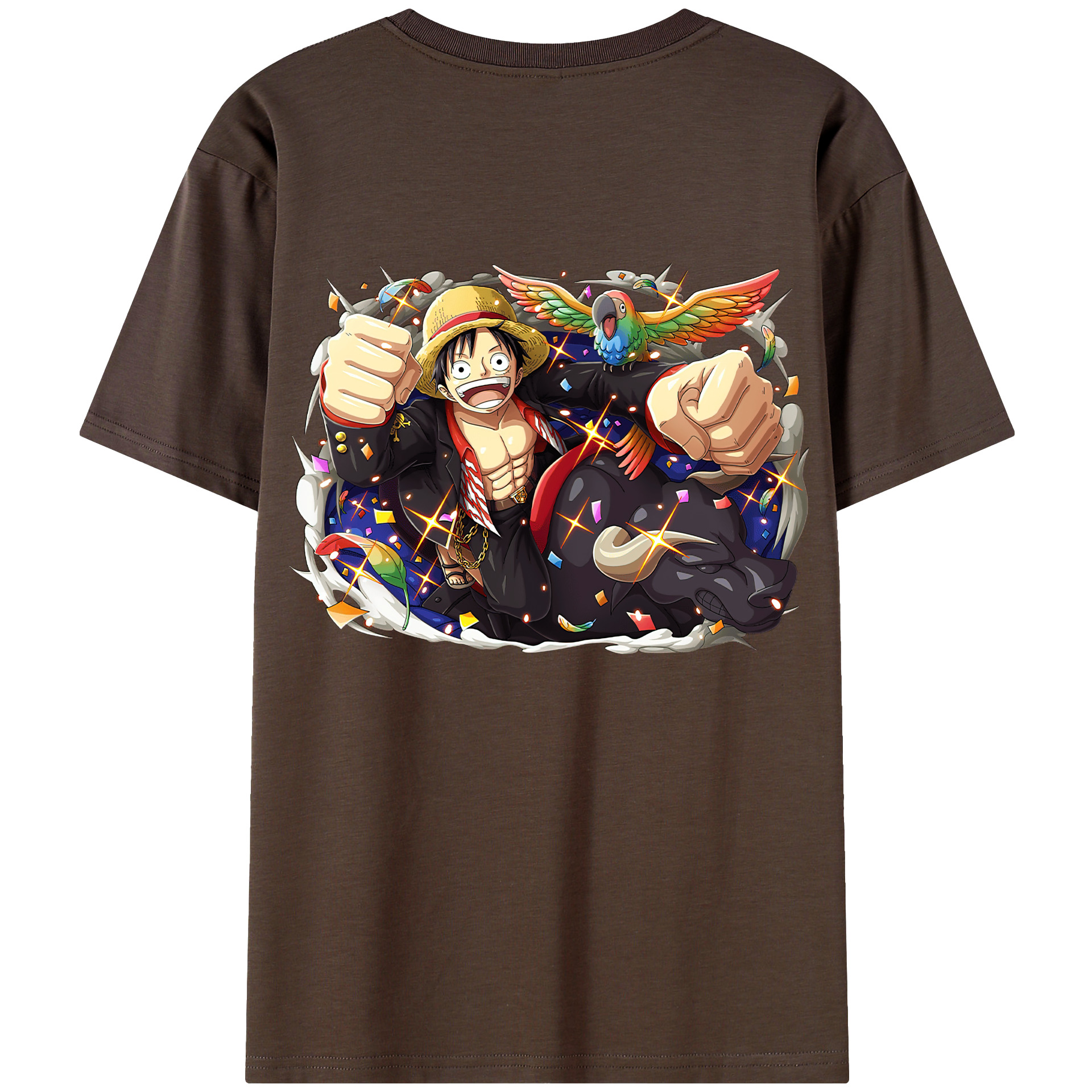 ワンピース モンキー・D・ルフィ ONE PIECE Monkey D. Luffy 綿100％半袖Tシャツ（背面プリント）