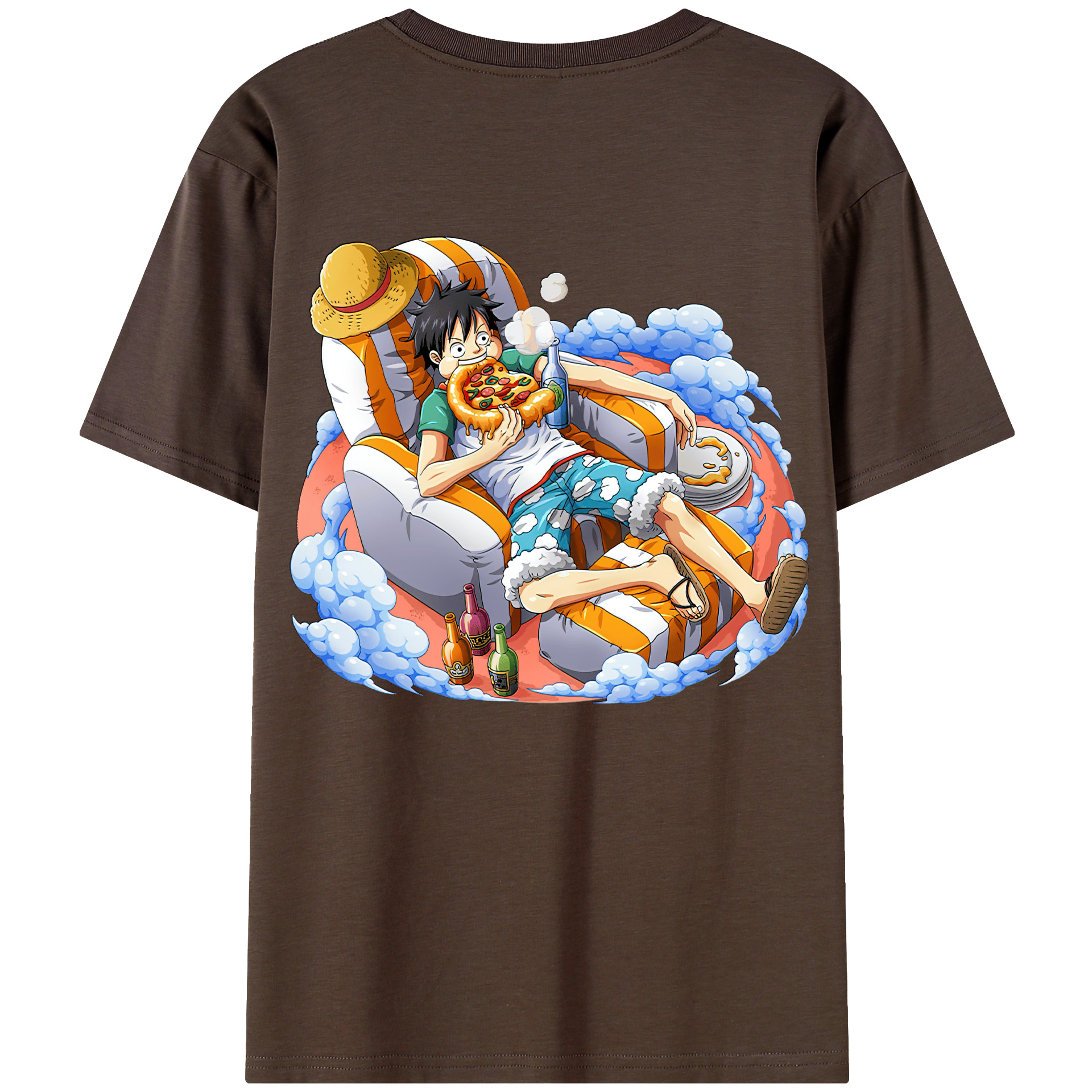 ワンピース モンキー・D・ルフィ ONE PIECE Monkey D. Luffy 綿100％半袖Tシャツ（背面プリント）