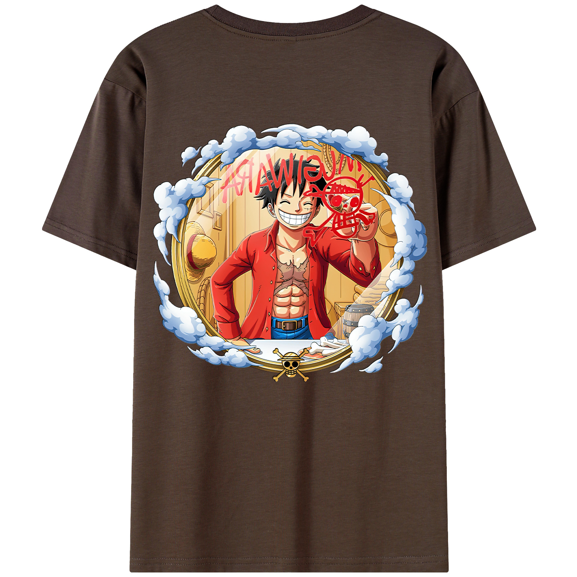 ワンピース モンキー・D・ルフィ ONE PIECE Monkey D. Luffy 綿100％半袖Tシャツ（背面プリント）