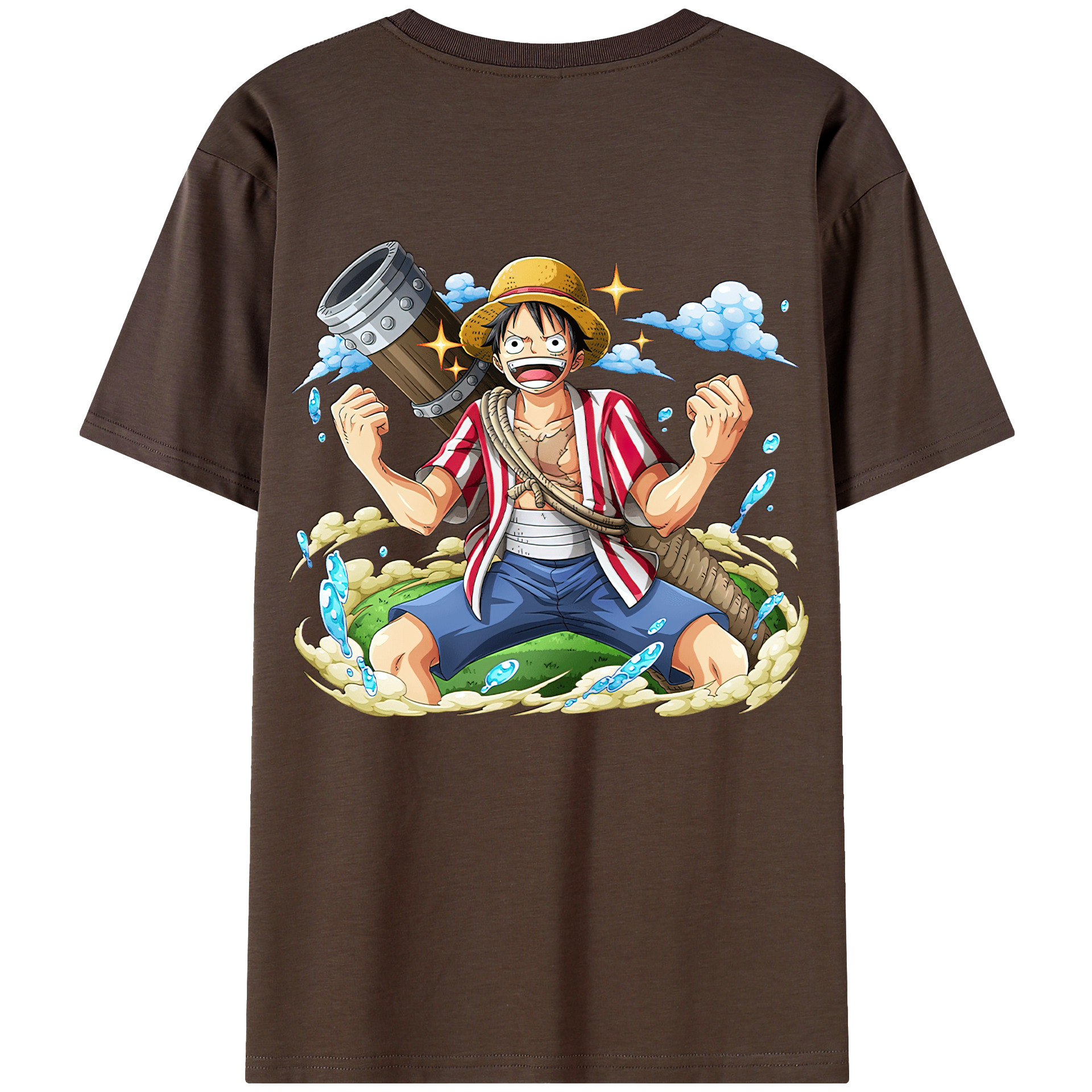 ワンピース モンキー・D・ルフィ ONE PIECE Monkey D. Luffy 綿100％半袖Tシャツ（背面プリント）