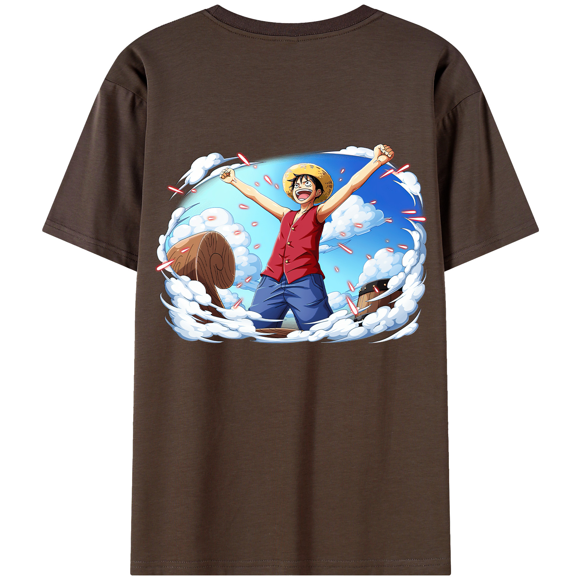 ワンピース モンキー・D・ルフィ ONE PIECE Monkey D. Luffy 綿100％半袖Tシャツ（背面プリント）