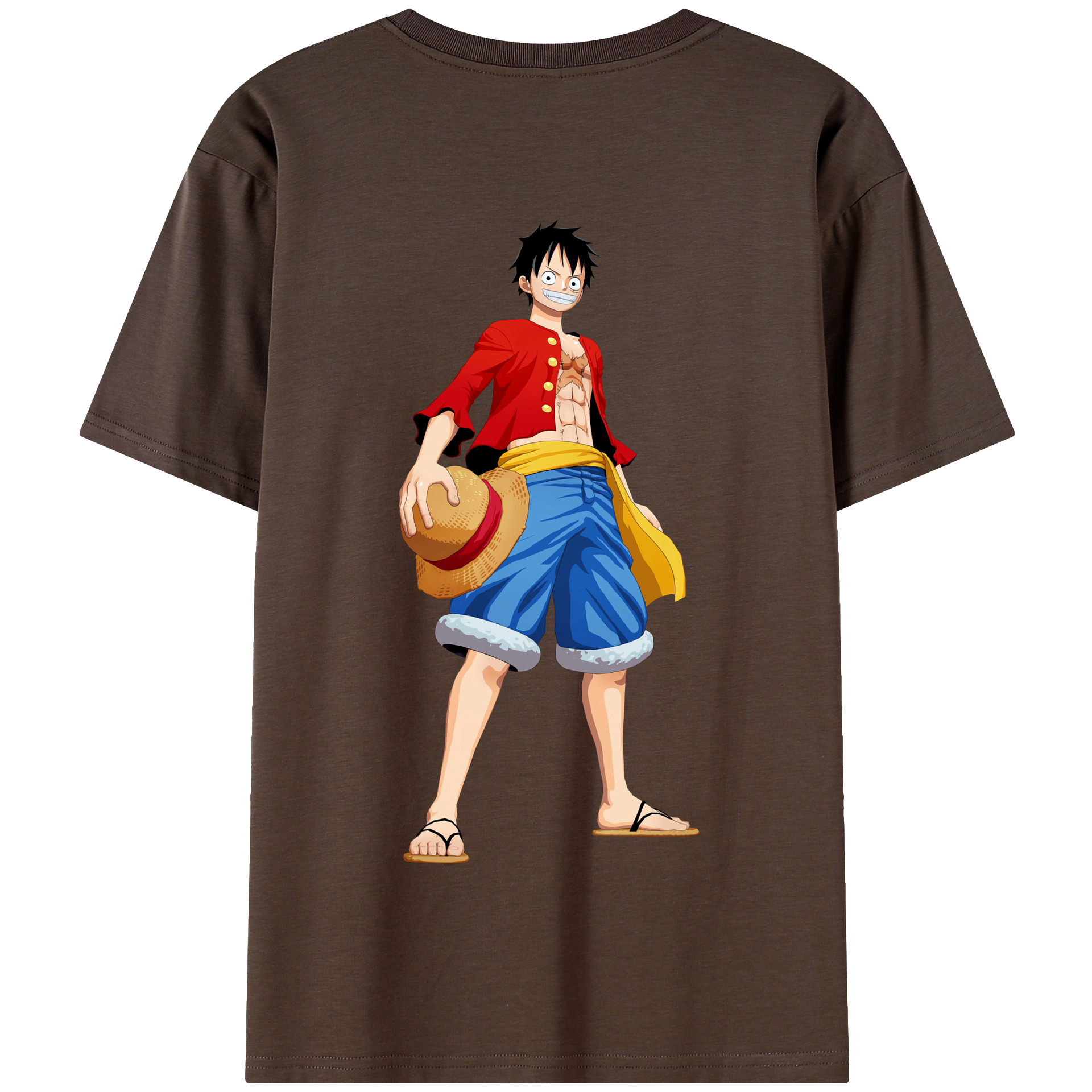 ワンピース モンキー・D・ルフィ ONE PIECE Monkey D. Luffy 綿100％半袖Tシャツ（背面プリント）
